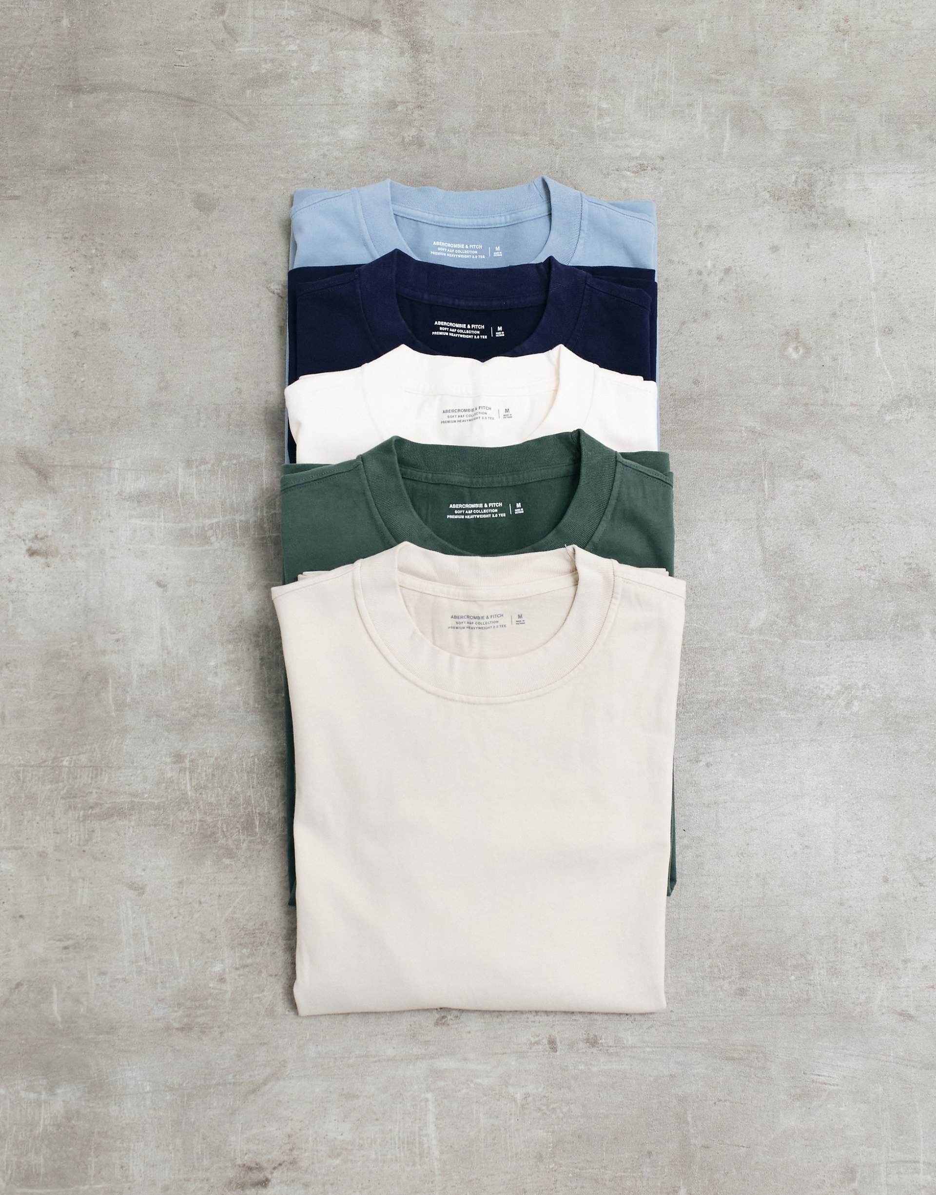 Abercrombie & Fitch 5 pack premium heavyweight t-shirts in multi
