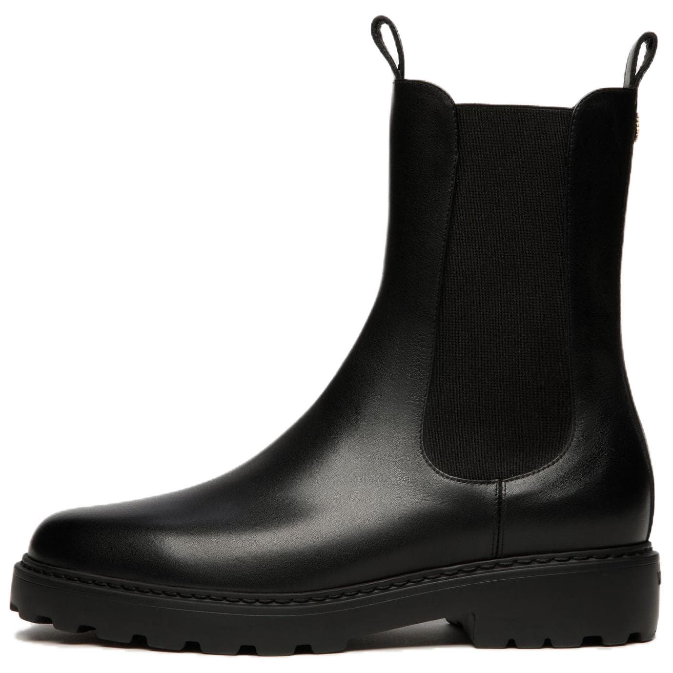 BALLY Gusto Leather Round-Toe Slip-On Chelsea Boots Women's Black