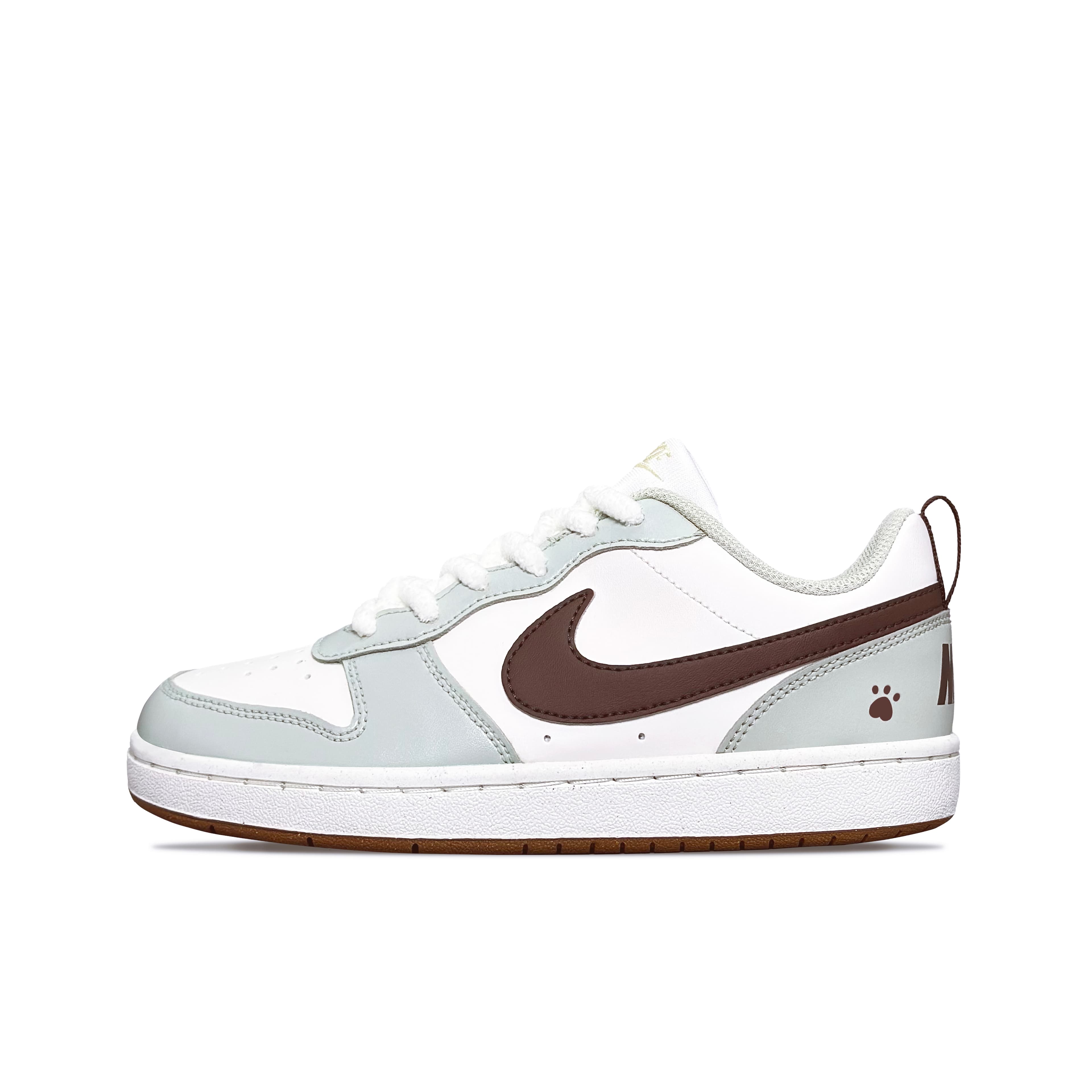 Custom Sneakers Nike Court Borough 'Matcha Raw Chocolate' Cute Fresh Versatile Gentle Youthful Simple Fashion Shock-Absorbing Wear-Resistant Low-Top Skate Shoes Women's Green Brown