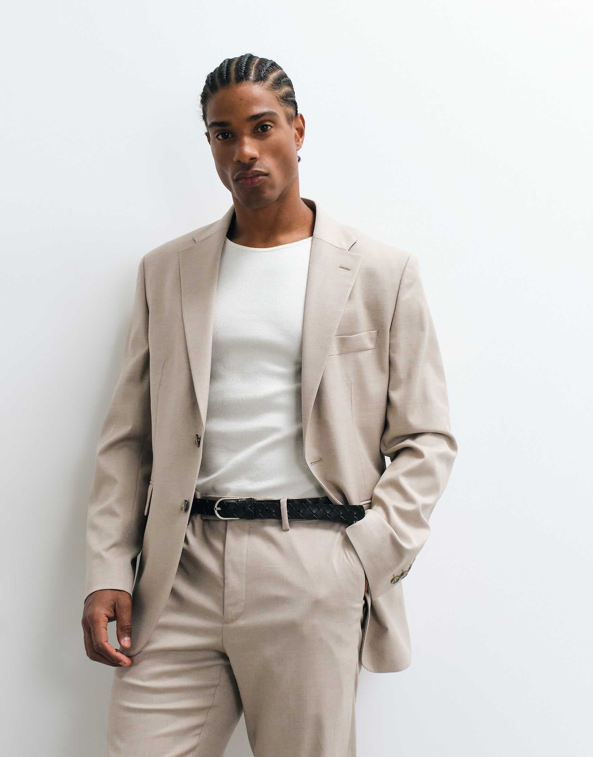 Mango Milan slim fit suit blazer ecru - part of a set