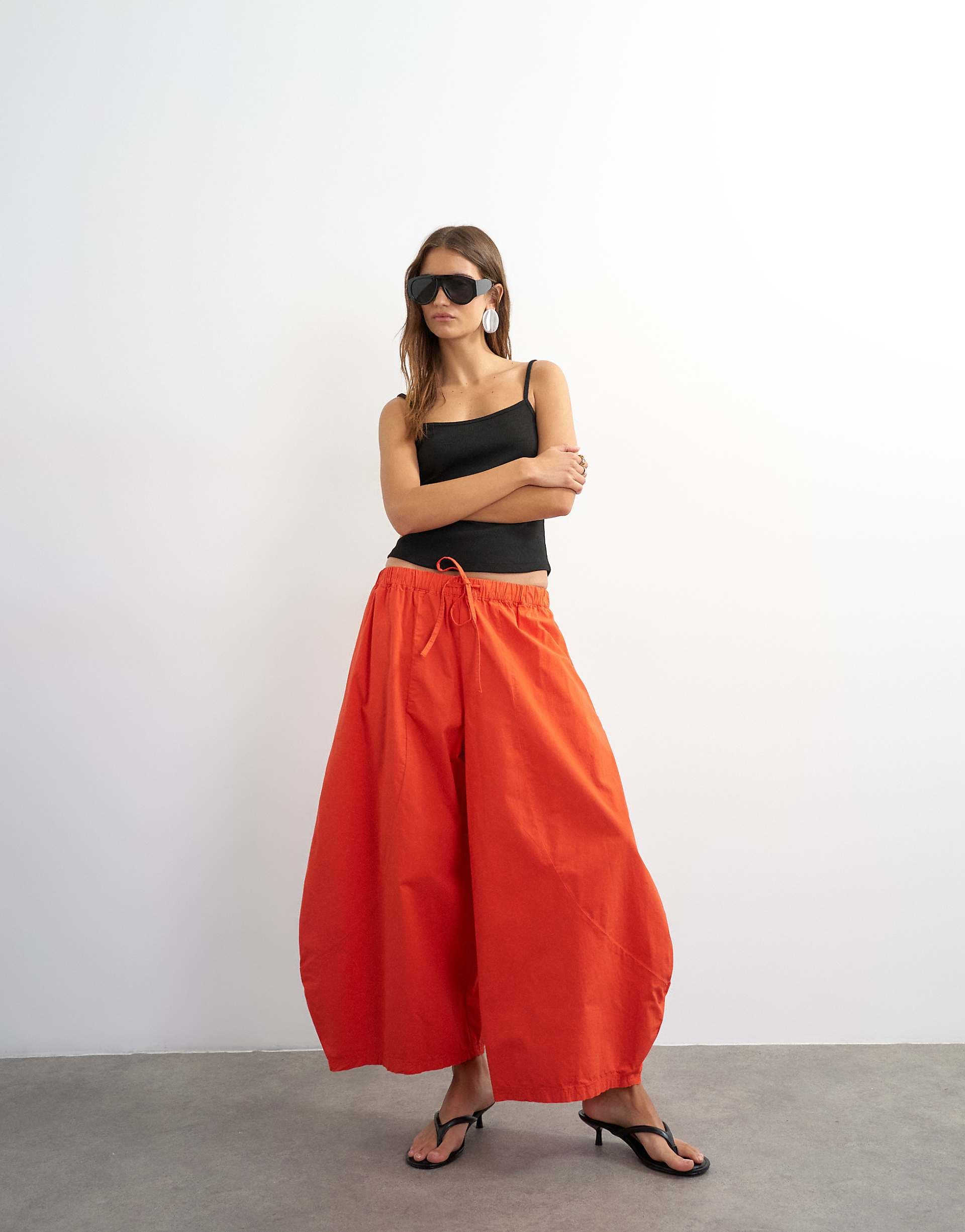 Topshop performance fabric horseshoe pants in red