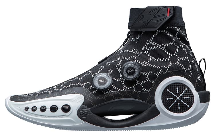 LINING WOW 9 Basketball Shoes Men High-Top Black White
