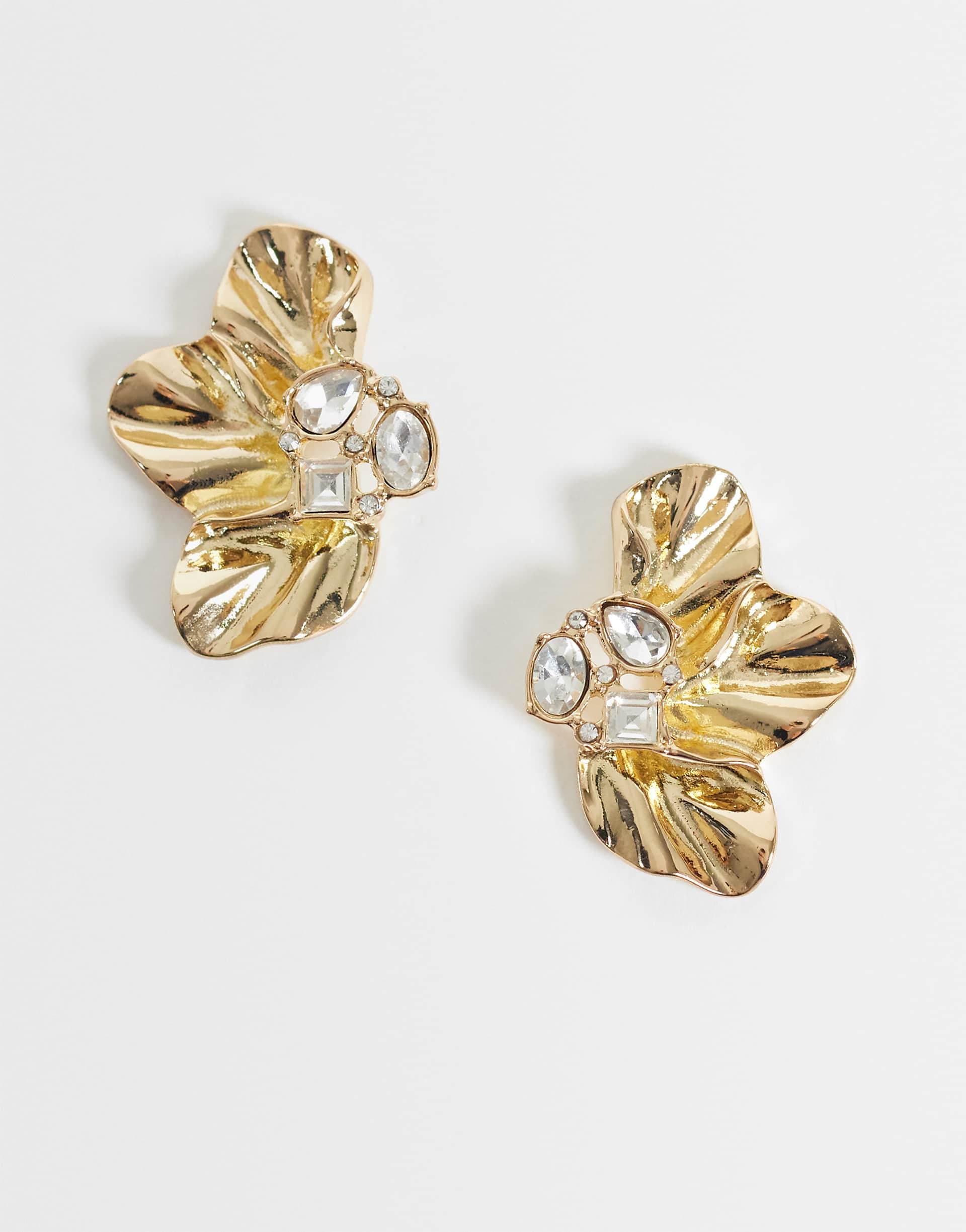Accessorize half dia flower earings in gold