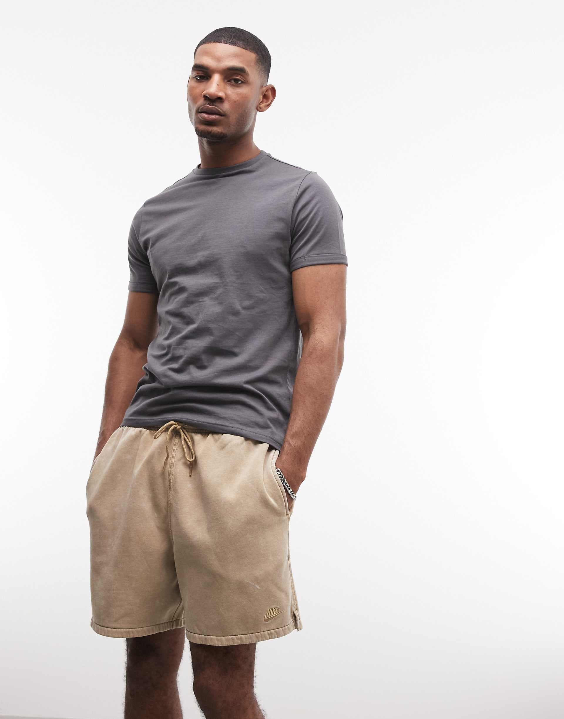 Nike Club washed shorts in brown