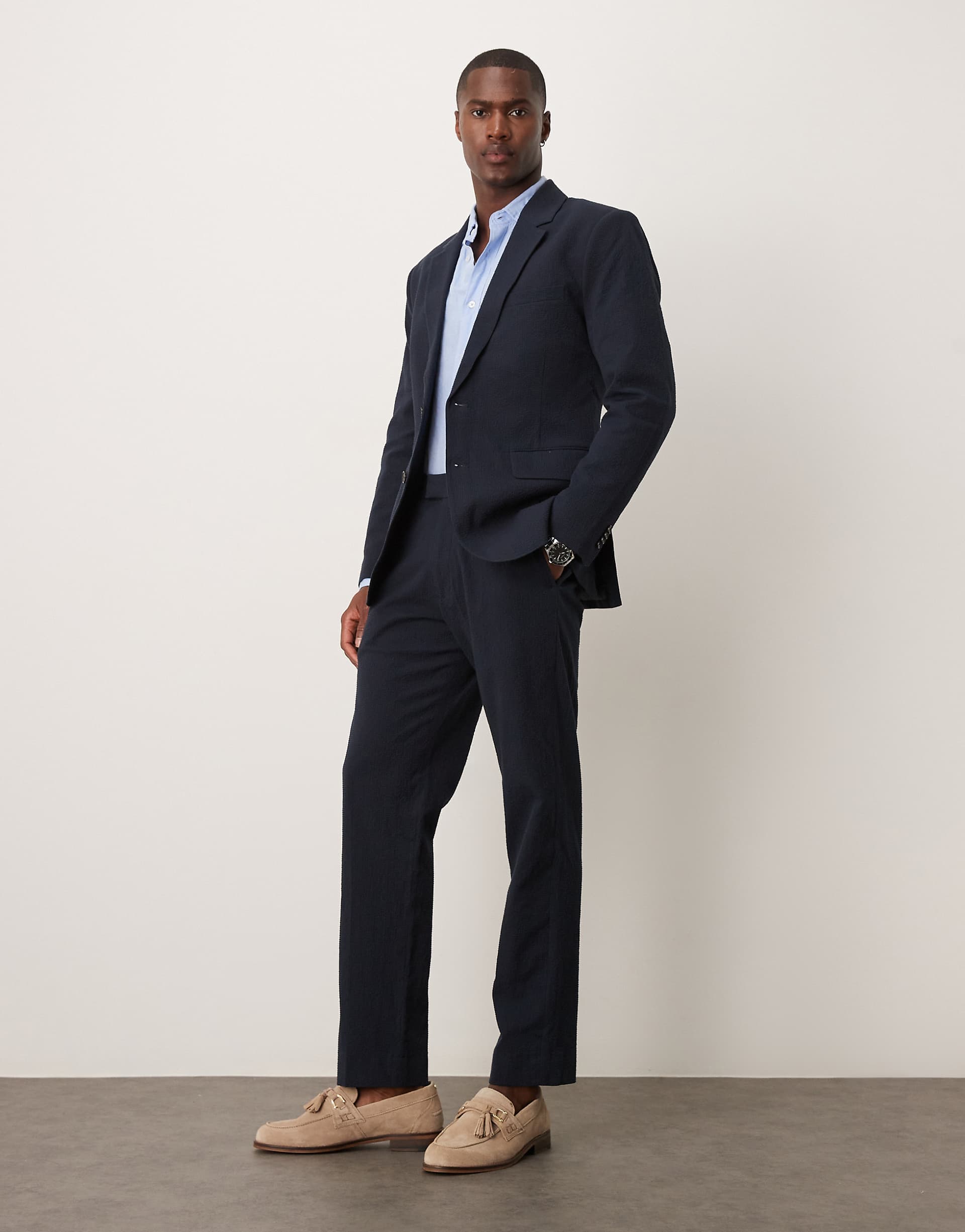 Abercombie & Fitch classic seersucker suit pants in navy - part of a set