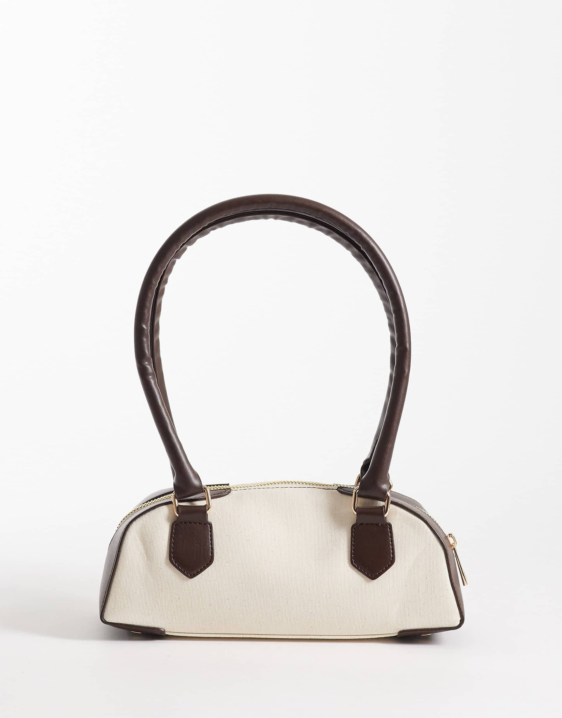 ASOS DESIGN shoulder bag in canvas with brown pu straps
