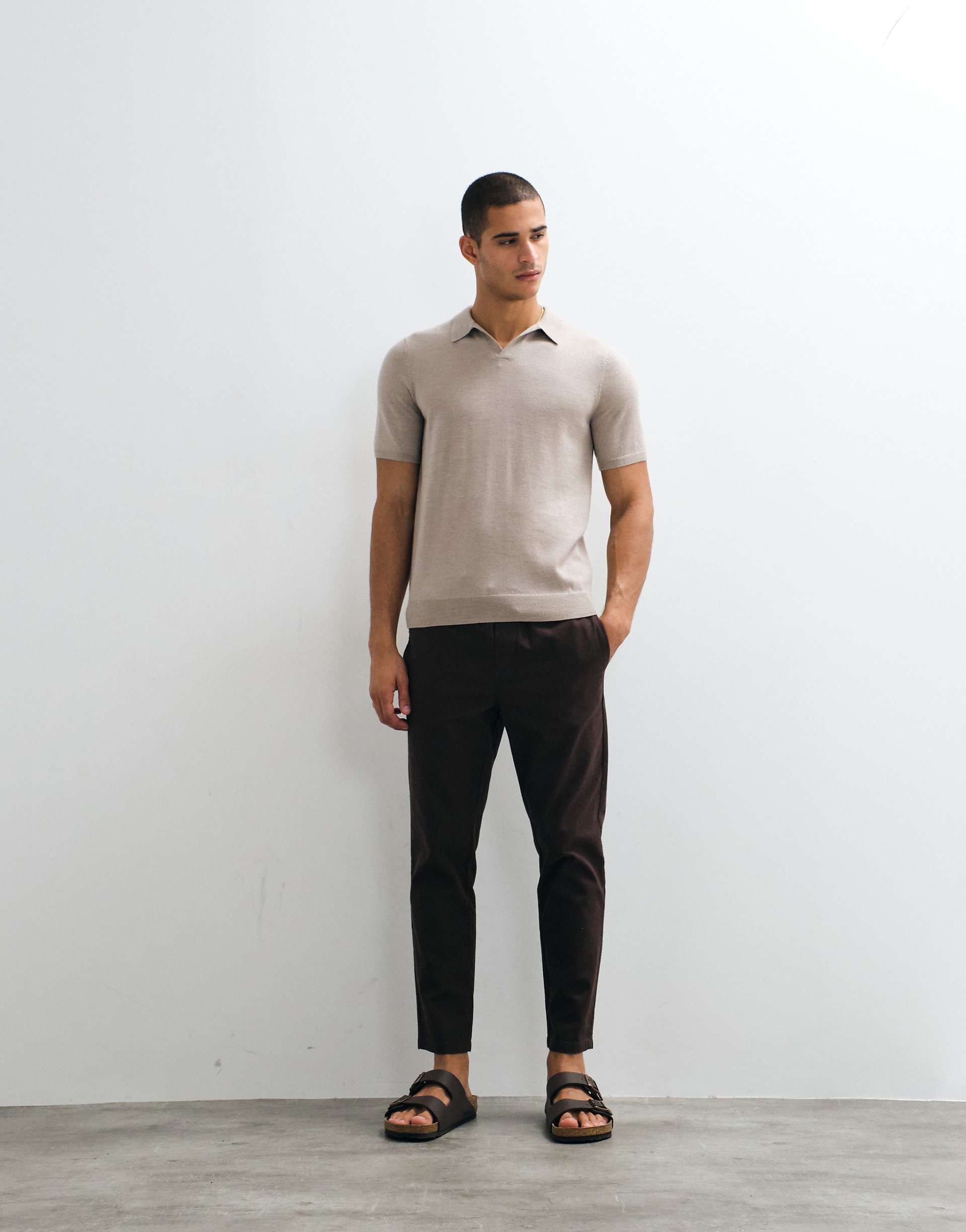 ONLY & SONS linen mix cropped pants in brown