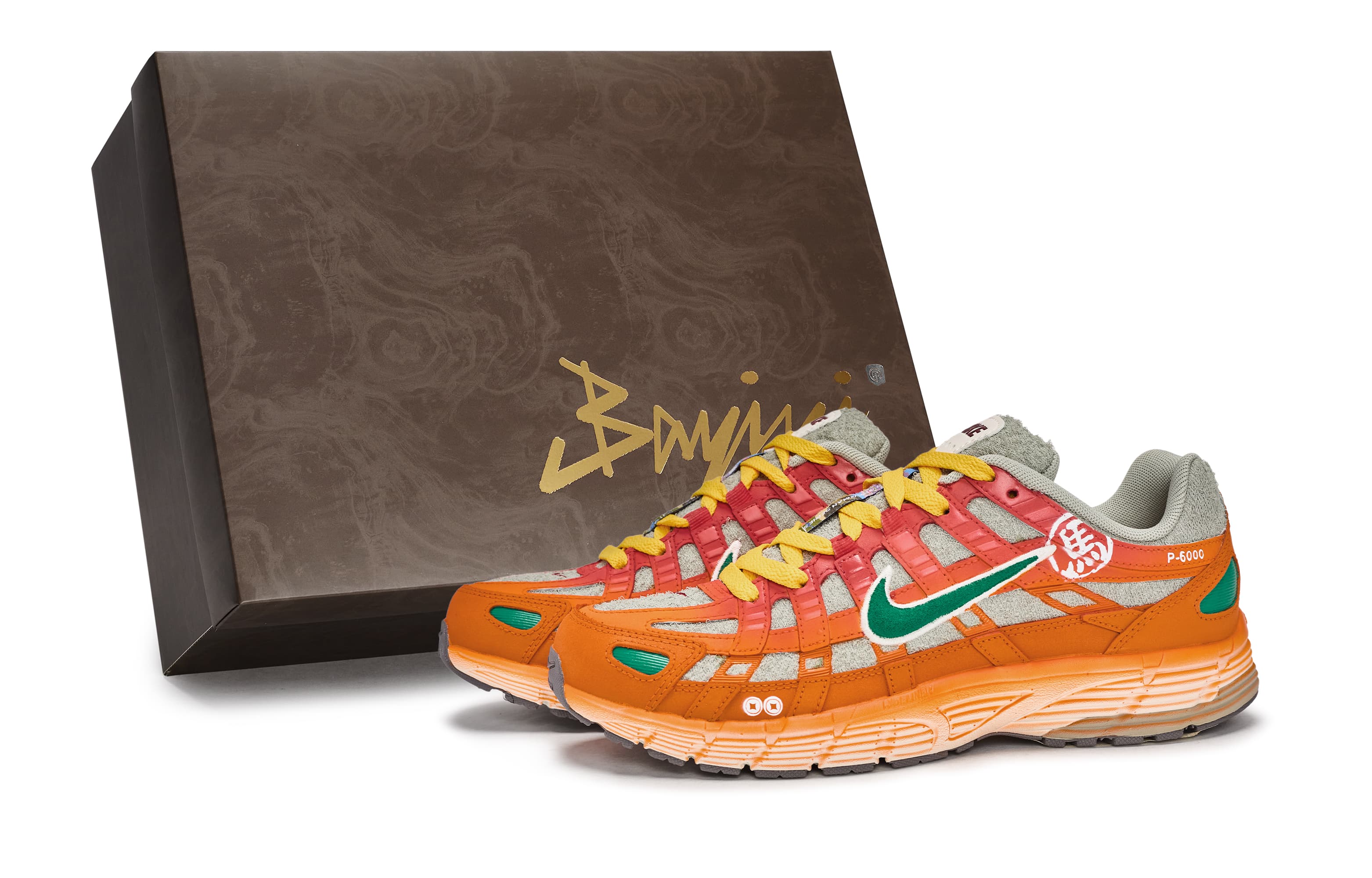 Custom Sneakers Nike P-6000 811 Manufacture Flame Horse Galloping Cyan Special Box CNY New Year Year of the Horse Spring Unbridled Series Low-Top Running Shoes Men's Red Orange Yellow Green