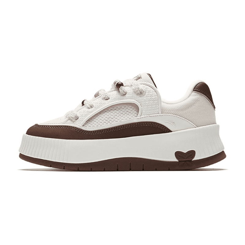 Anta Mousse Comfort Versatile Wear-Resistant Breathable Low-Top Skate Shoes Women's White Brown