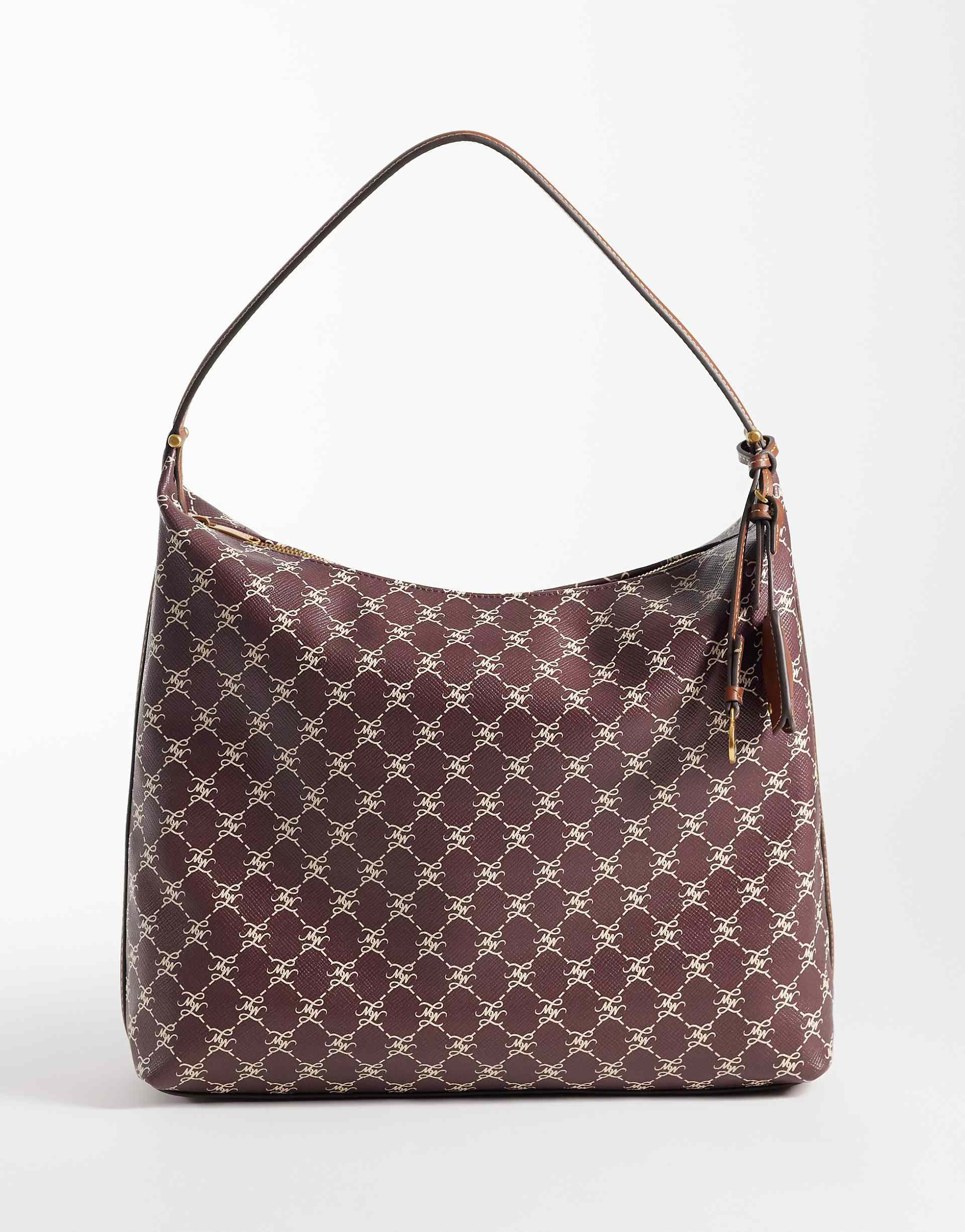 Mango monogram shoulder bag in burgundy