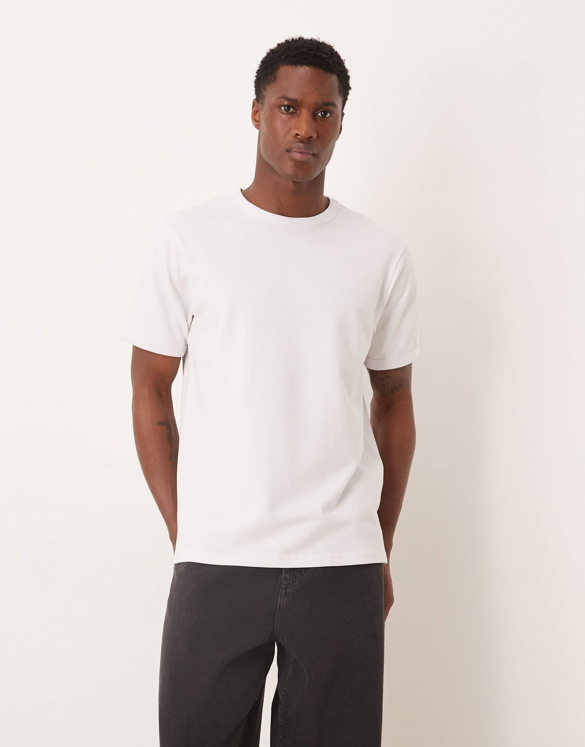 ASOS DESIGN regular fit T-shirt in white boucle