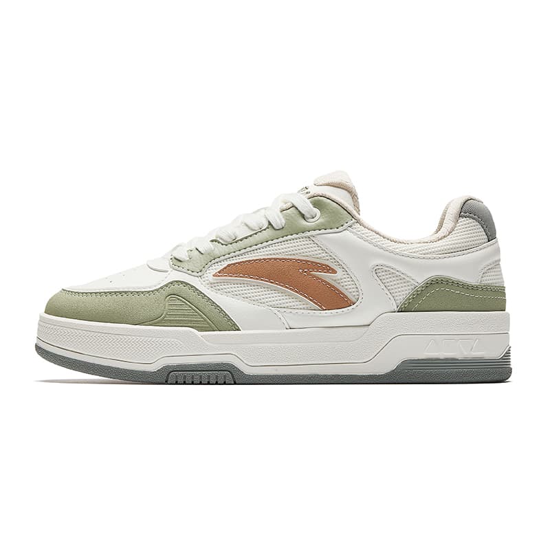 Anta Cyber Versatile Casual Wear-Resistant Lightweight Heightening Low-Top Sneakers Women's White Green