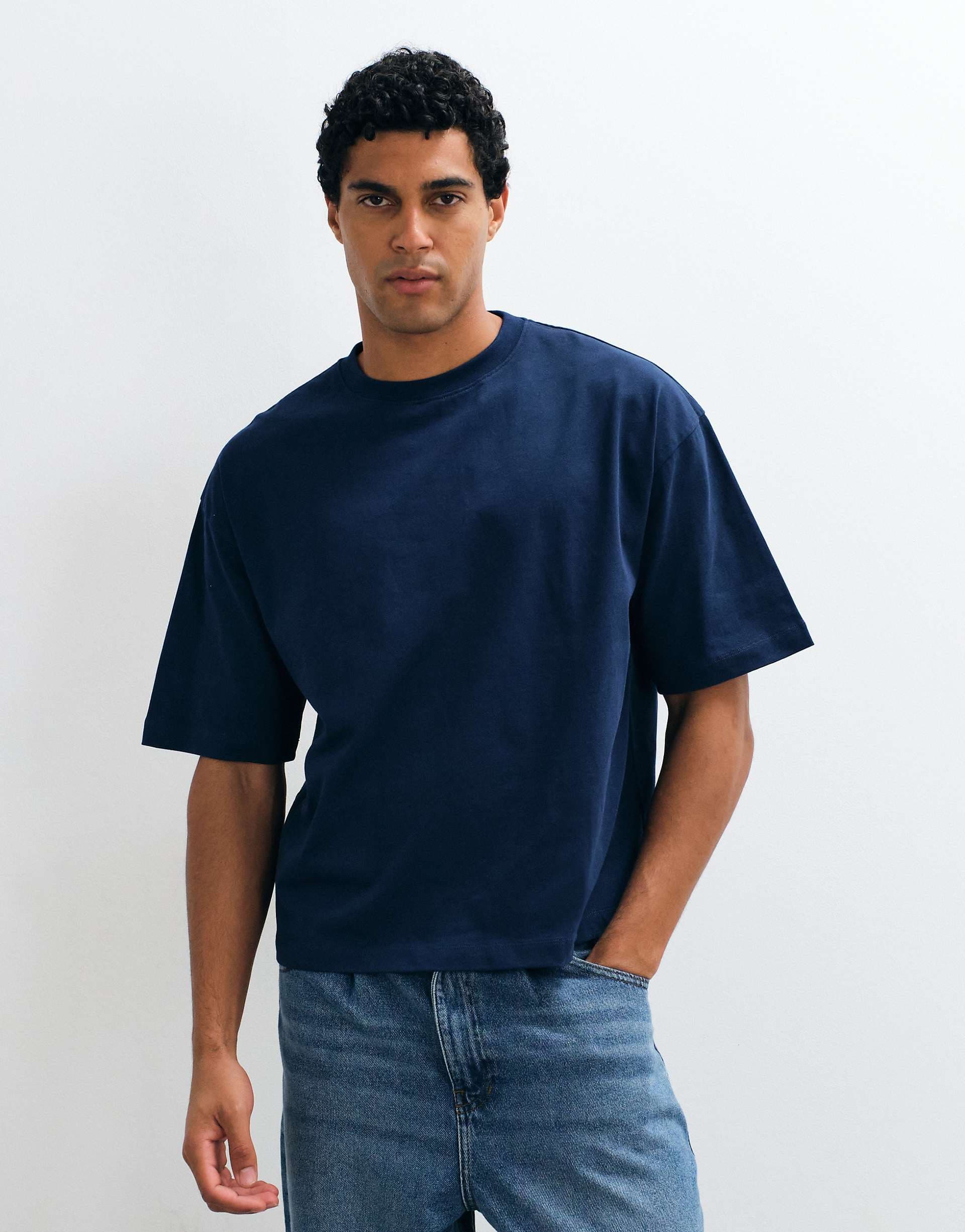 ASOS DESIGN heavyweight boxy oversized T-shirt in navy