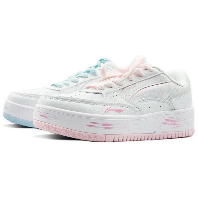 LiNing Durable Lightweight And Breathable Low-Top Skateboard Shoes Women's Mismatched Pink Blue