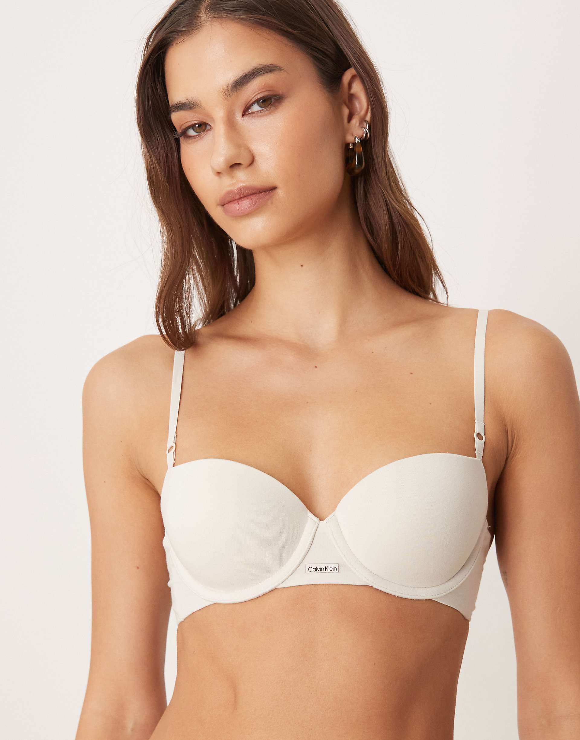 Calvin Klein Cotton Modal Signature lightly lined demi bra in white