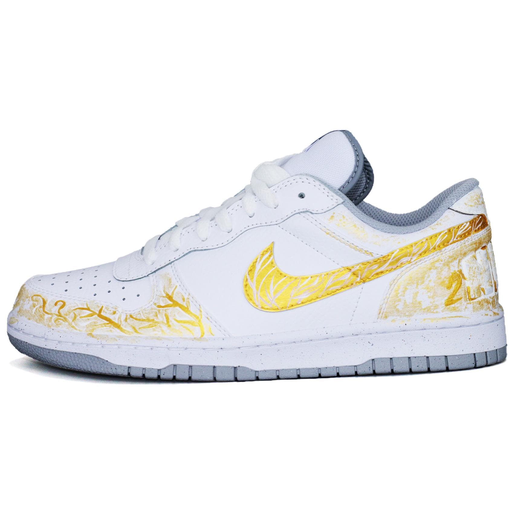 Nike Big Custom 'Golden Legend' Leather CNY New Year Limited Edition Casual Versatile Low-Top Skate Shoes Unisex White Gold