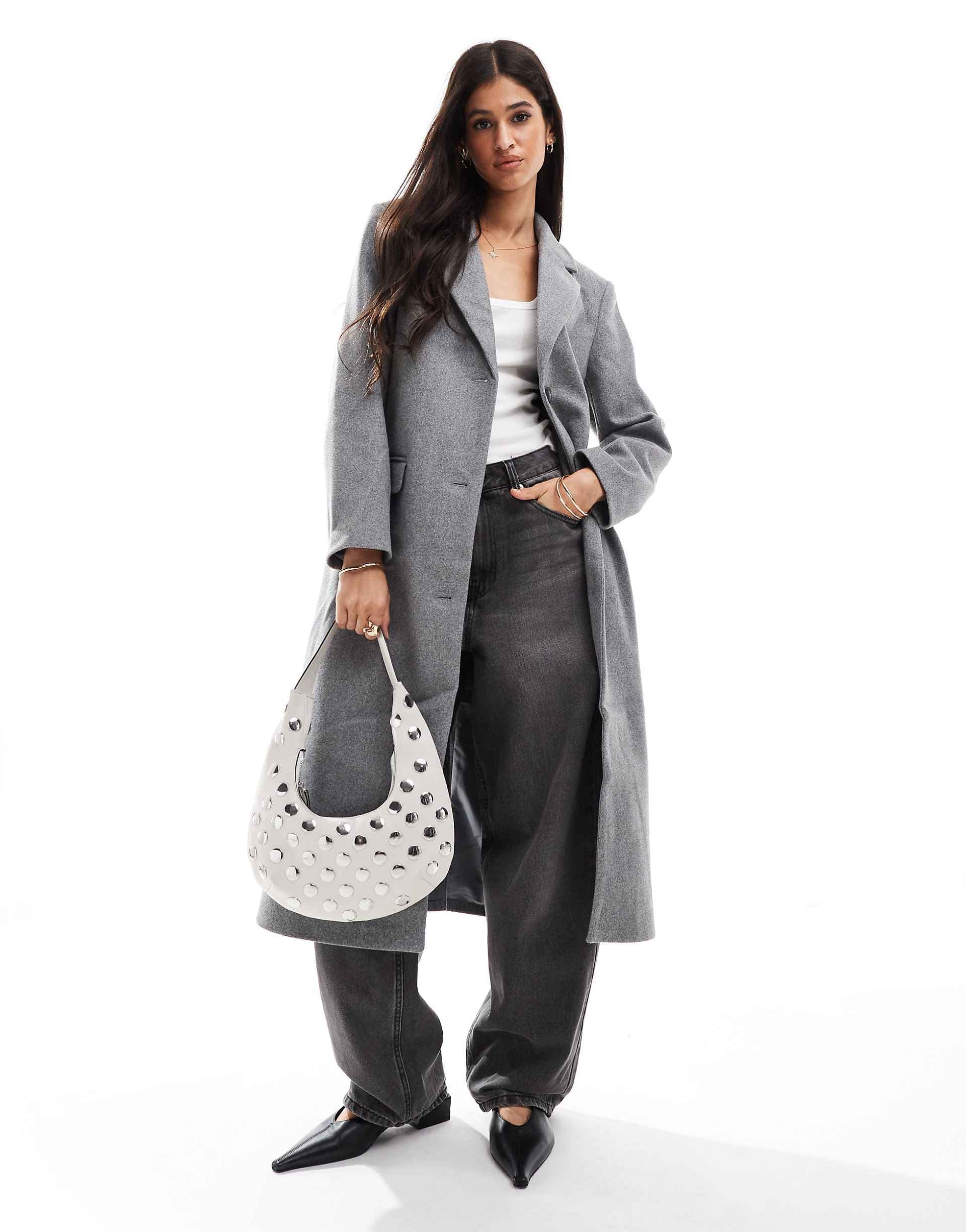 Vila longline formal coat in gray