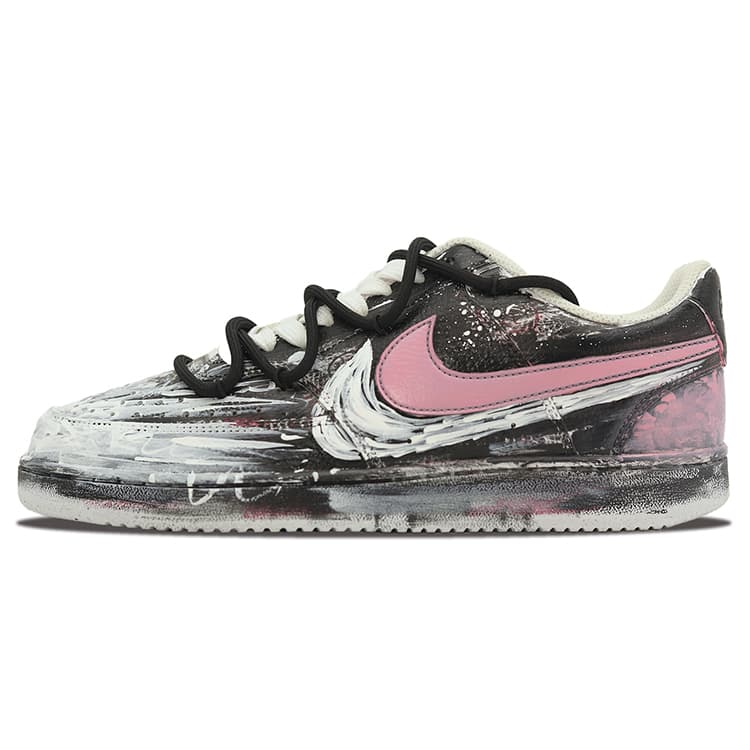 Nike Court Vision Low Skateboard Shoes Men Low-Top Black White Pink