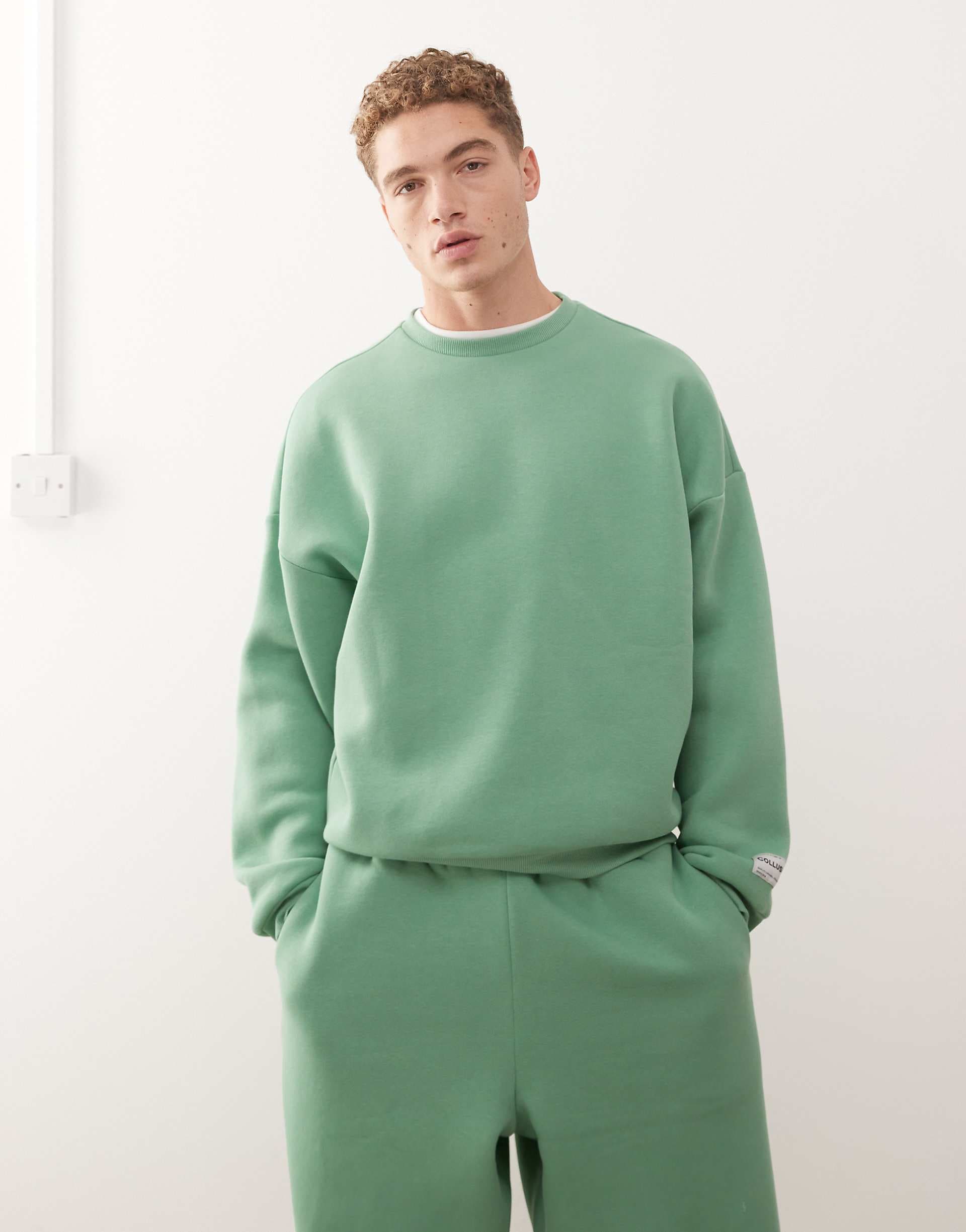 COLLUSION Heavyweight boxy sweatshirt in green