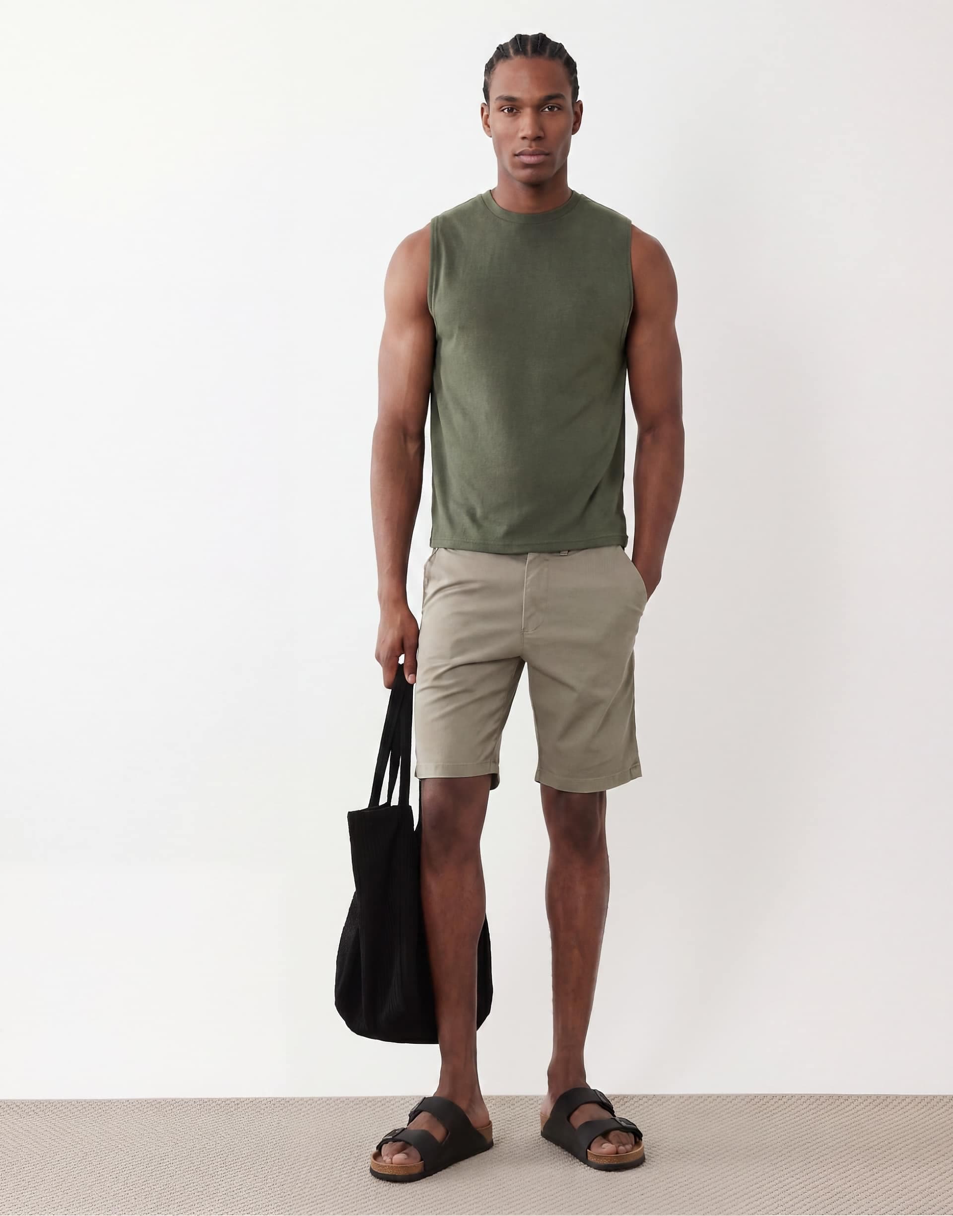 Selected chino shorts in khaki green