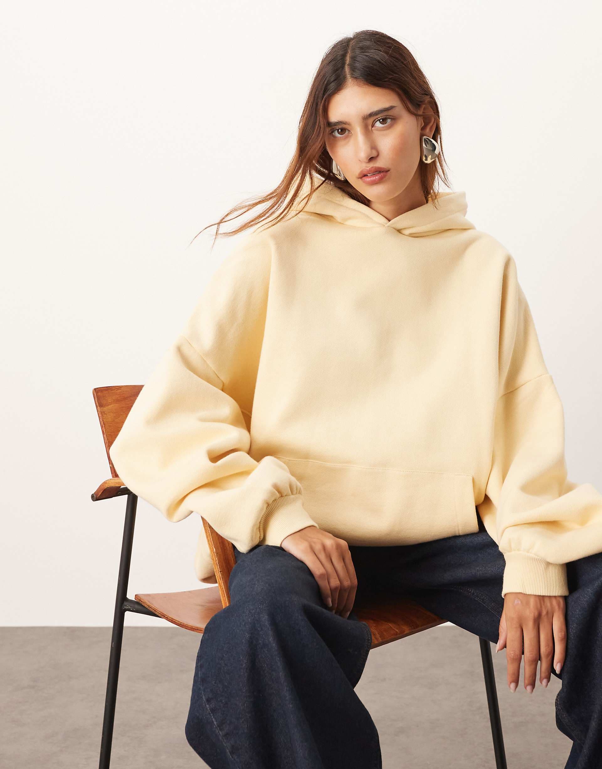 ARRANGE oversized premium heavy weight hoodie in buttermilk