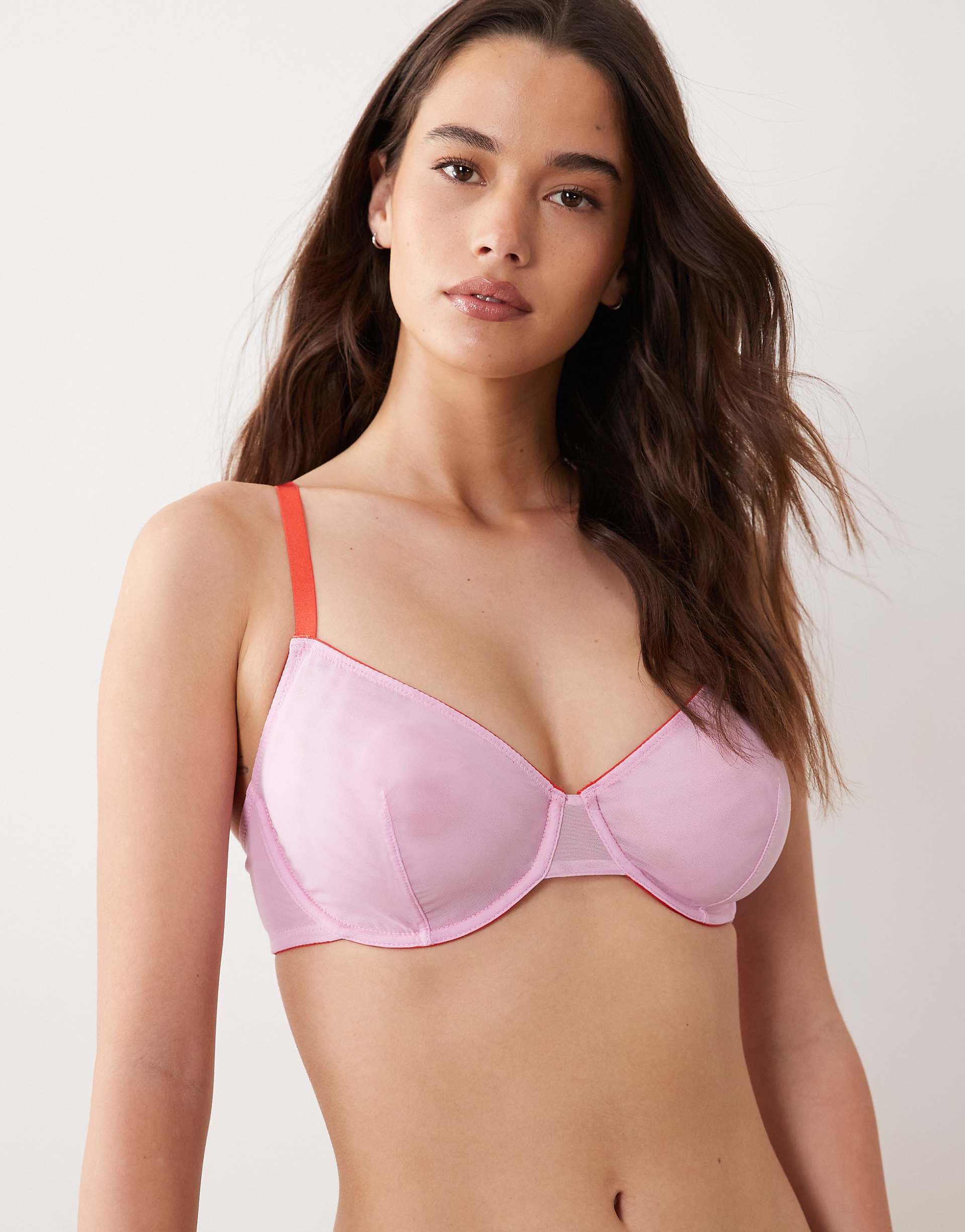 ASOS DESIGN Fuller Bust Marley underwire bra with contrast trim in lilac & red