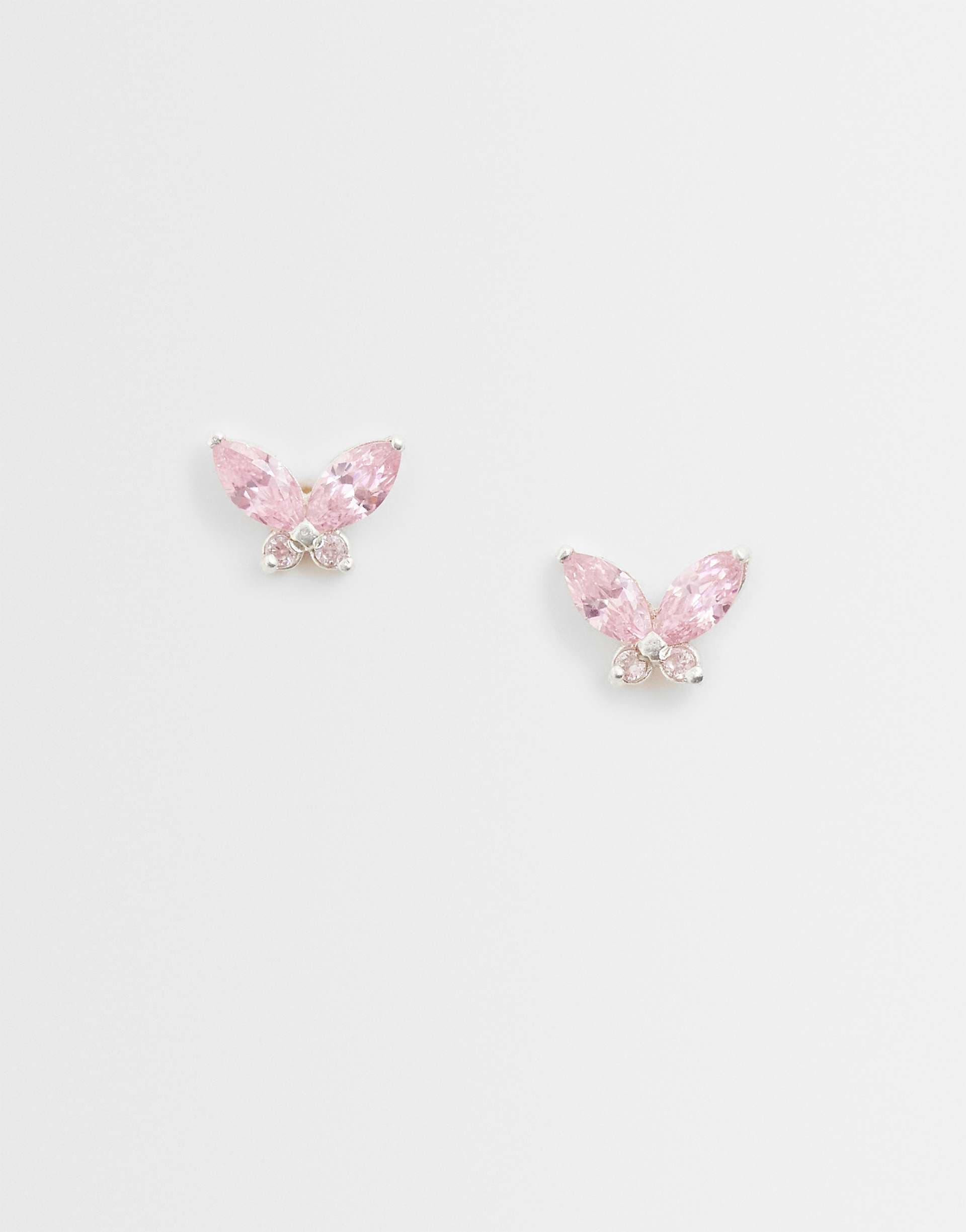 Kingsley Ryan pink gemset butter fly stud earrings in sterling silver