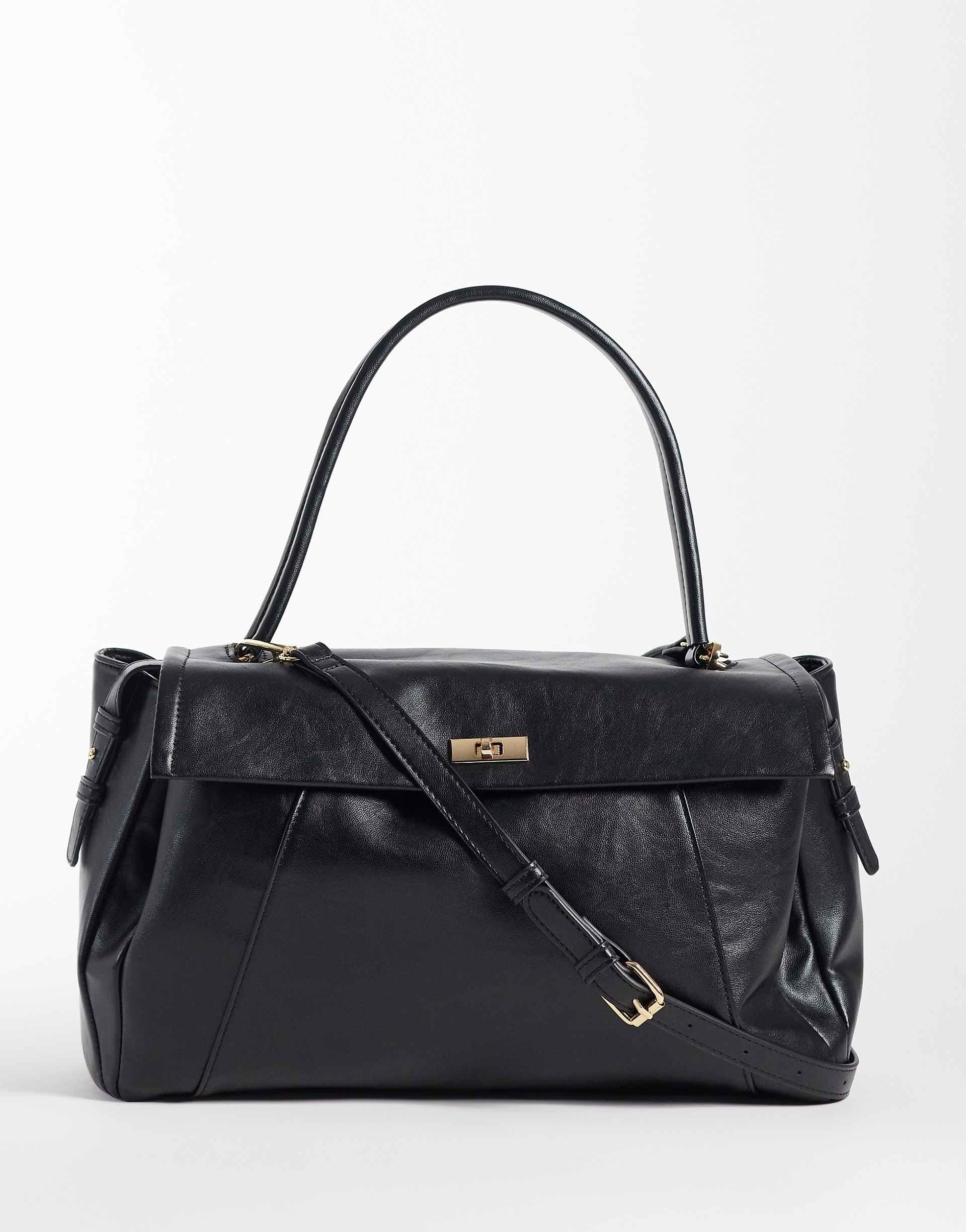 ASOS DESIGN folded top tote in black
