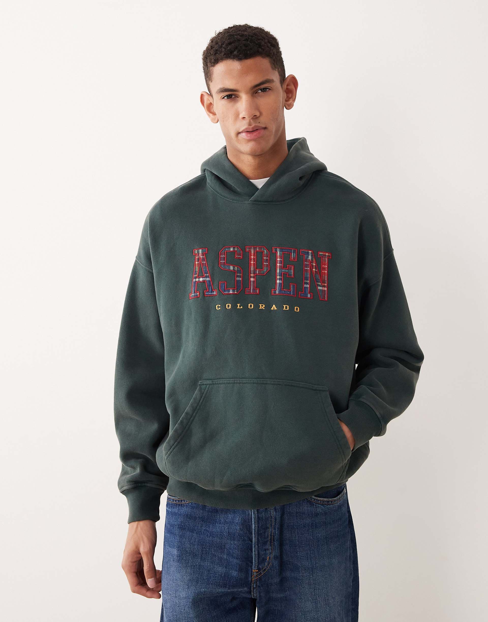 Abercrombie & Fitch Colorado graphic oversized hoodie in green