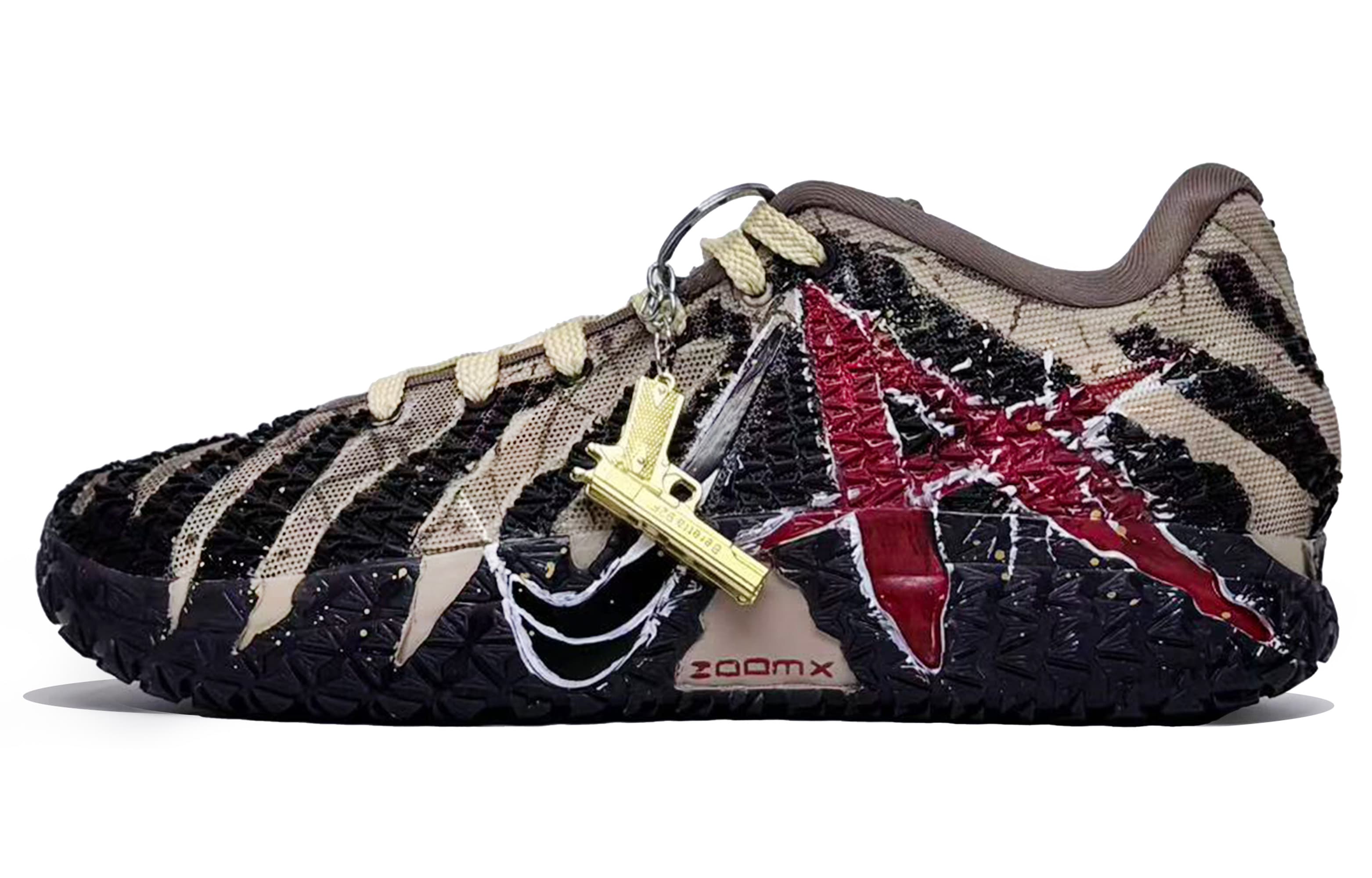 Custom Sneakers Nike Ja 3 Morant III 'Hip-Hop Made' Western Gunslinger Fashion Trendy Personality Versatile Comfort Cushioned Wear-Resistant Support Low-Top Basketball Shoes Men's Brown Black Red