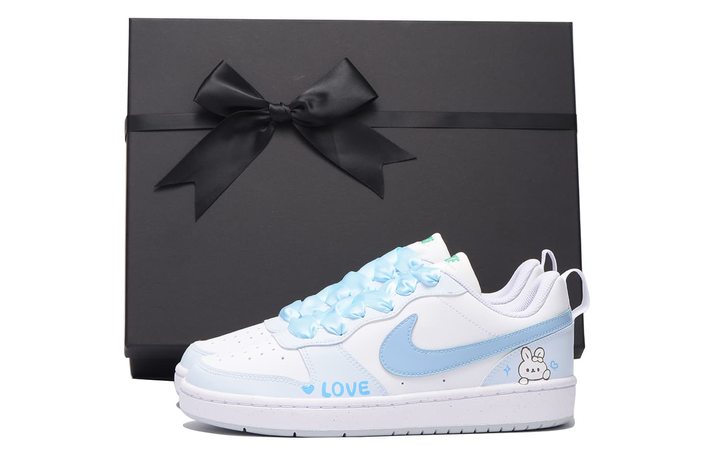 Nike Court Borough Low Chestnut Slip-Resistant Coverage Low-Top Skateboard Shoes GS White Blue