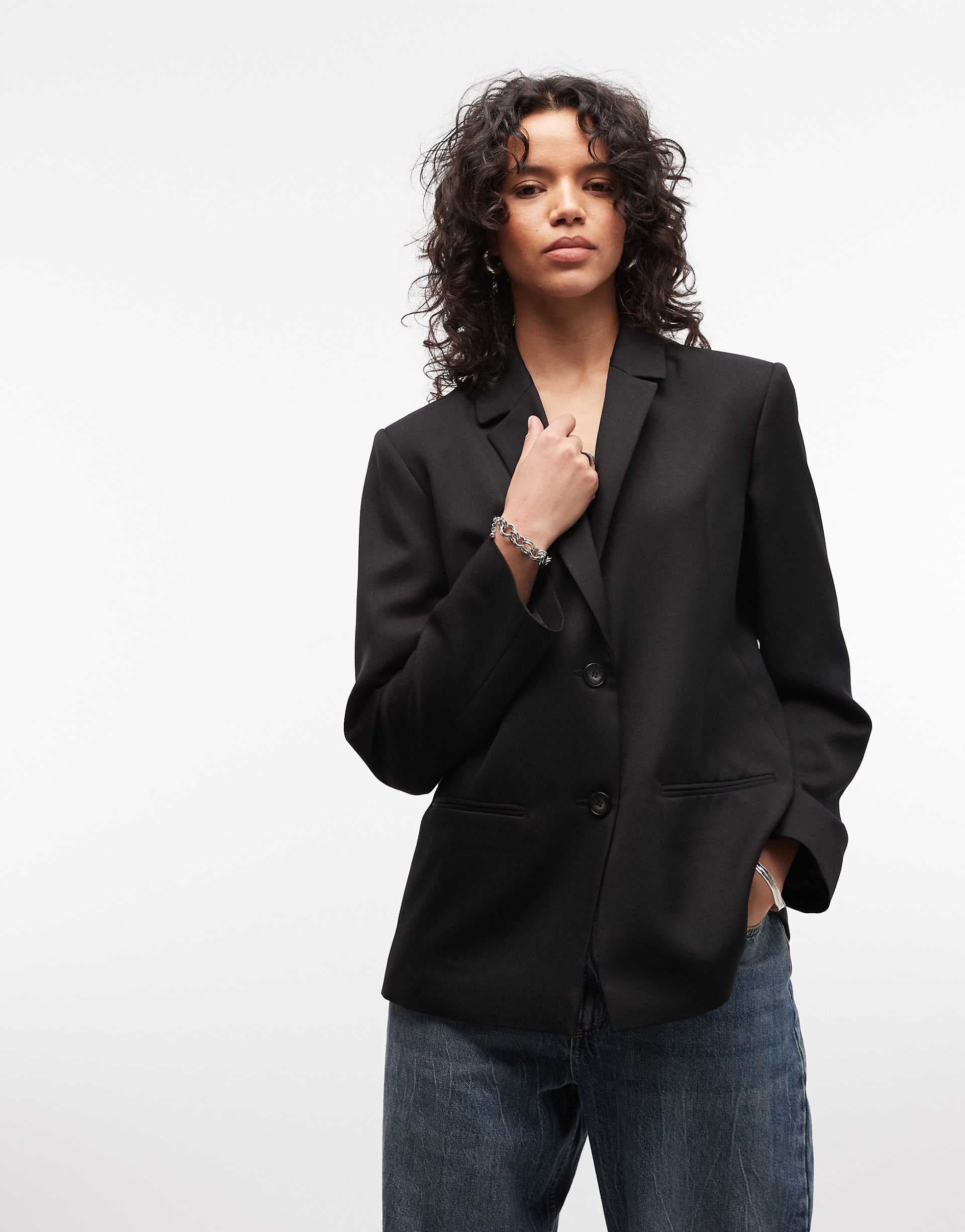 COLLUSION tailored oversized blazer in black