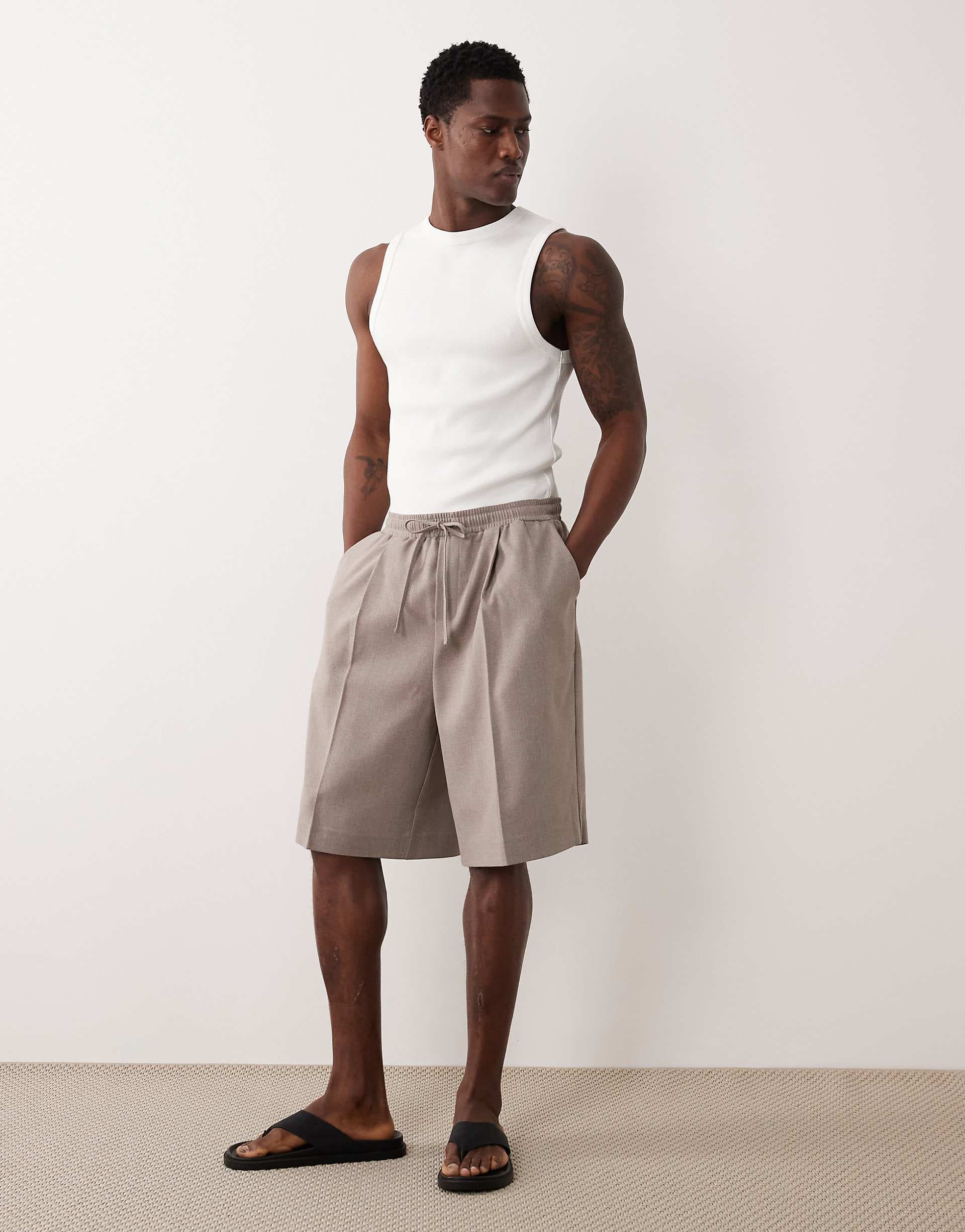 ASOS DESIGN tailored pull on bermuda shorts in mink brown