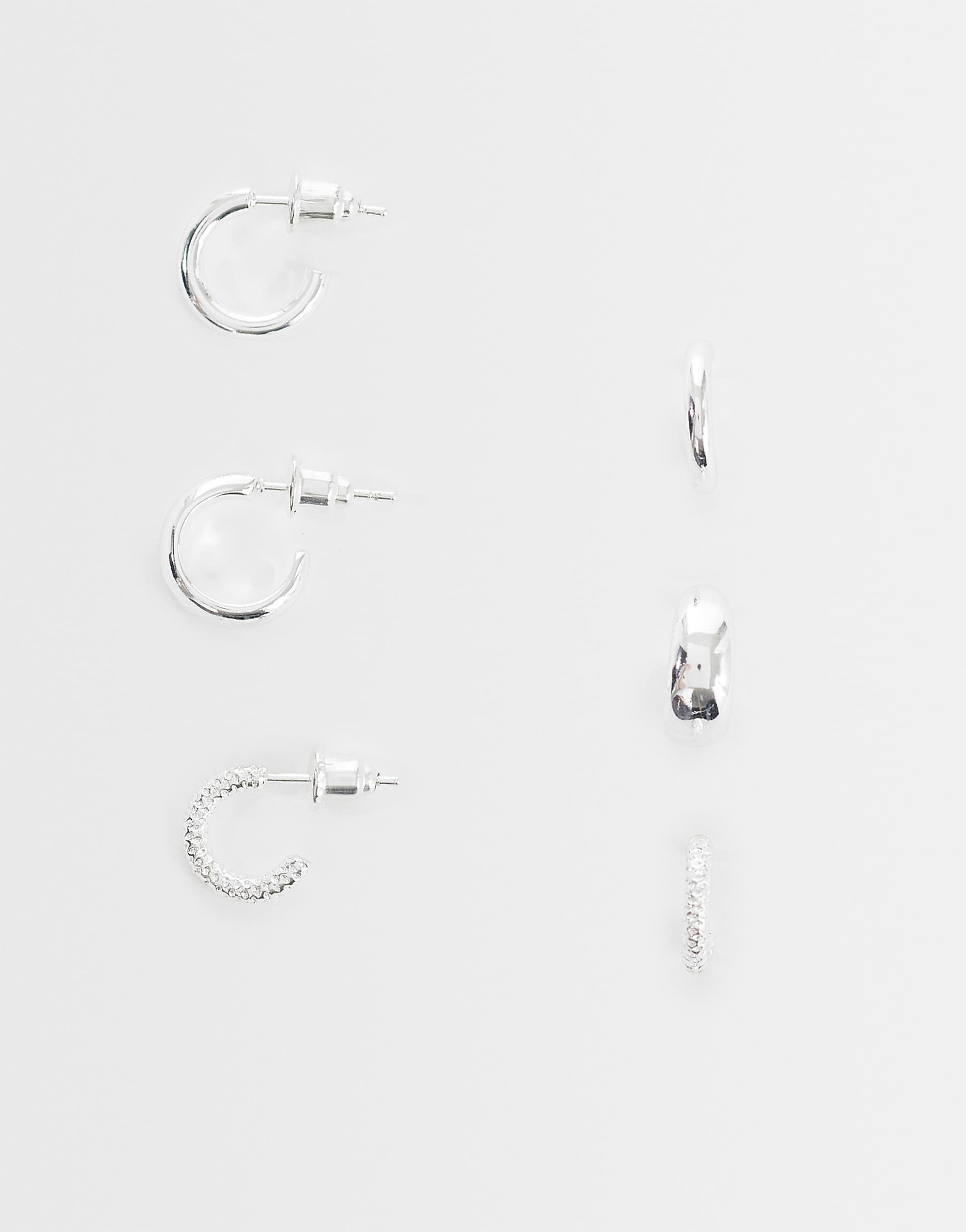 Accessorize Z 3 pack chunky hoops in silver plated