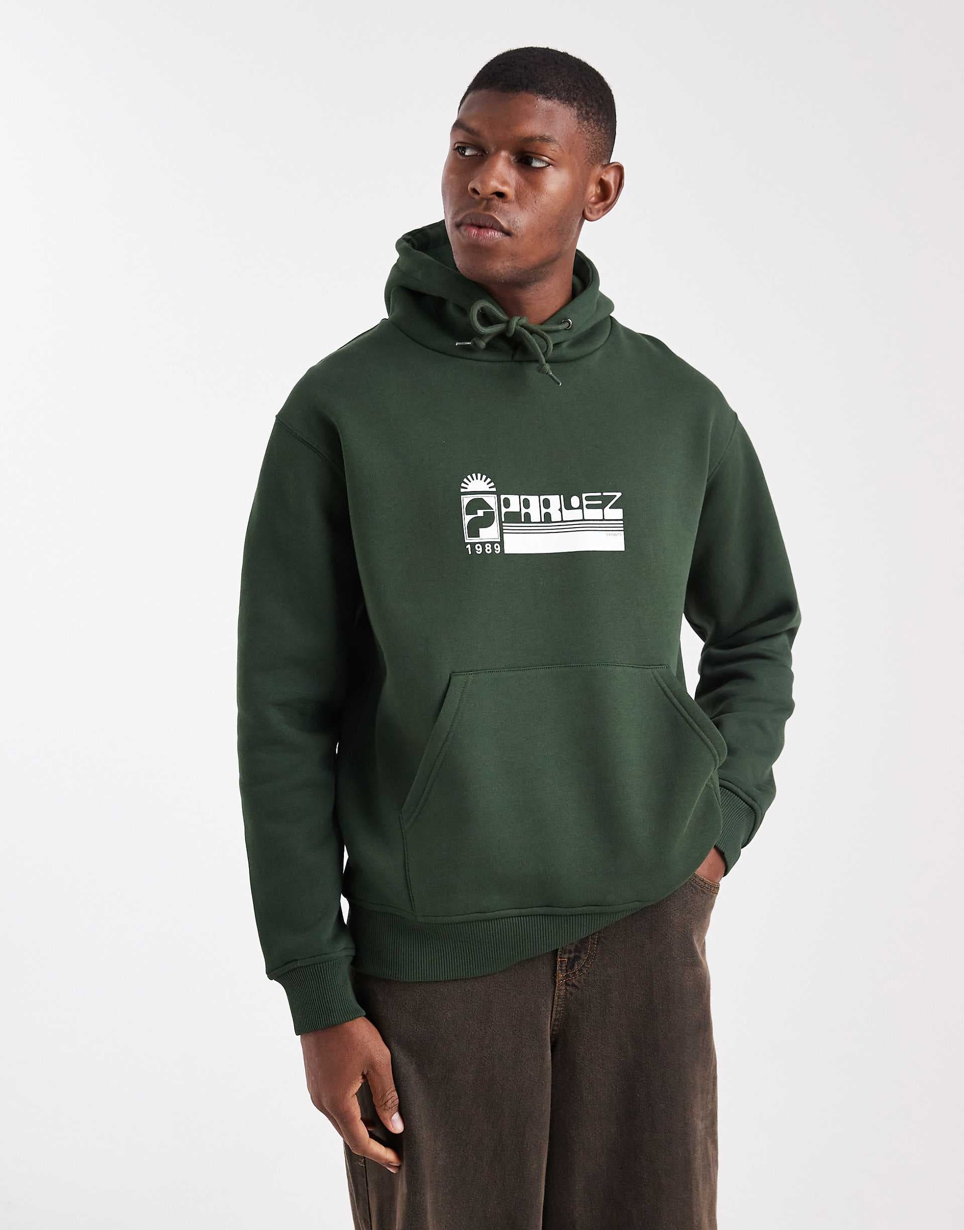 Parlez graphic logo hoodie in dark green