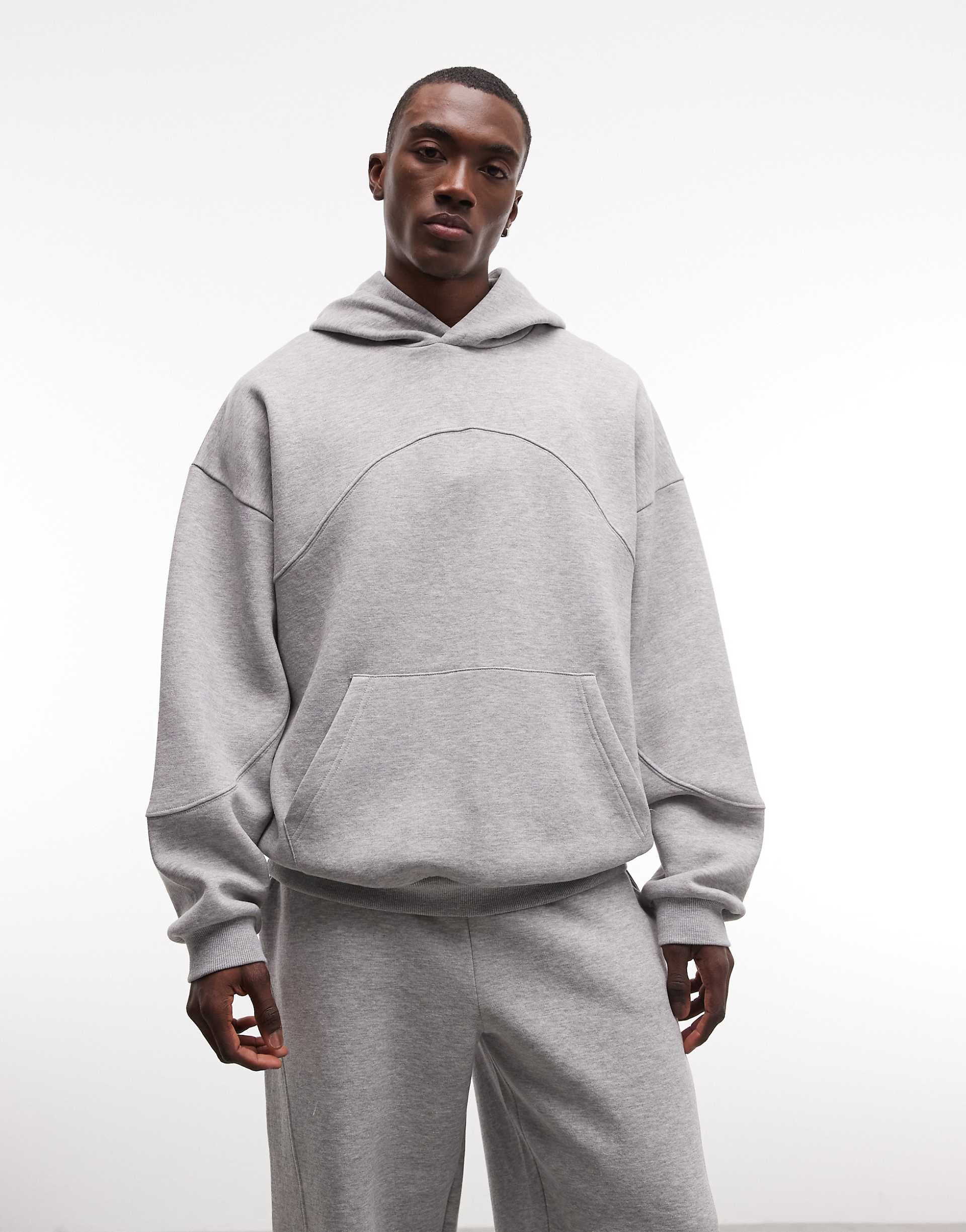 ASOS DESIGN extreme oversized hoodie with cut & sew seam in gray heather