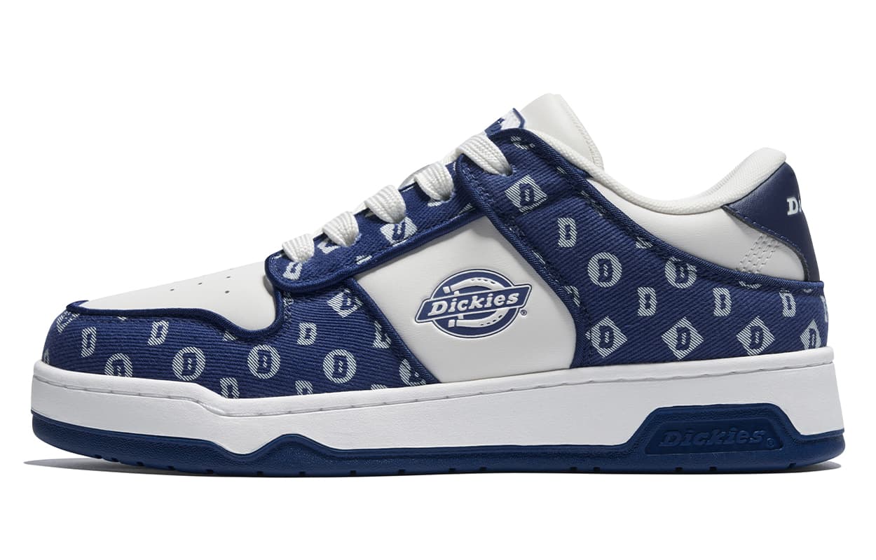 Dickies Fashion Comfortable Retro Trendy Versatile Thick Sole Wear-Resistant Casual Sport Low-Top Casual Shoes Men's White Blue