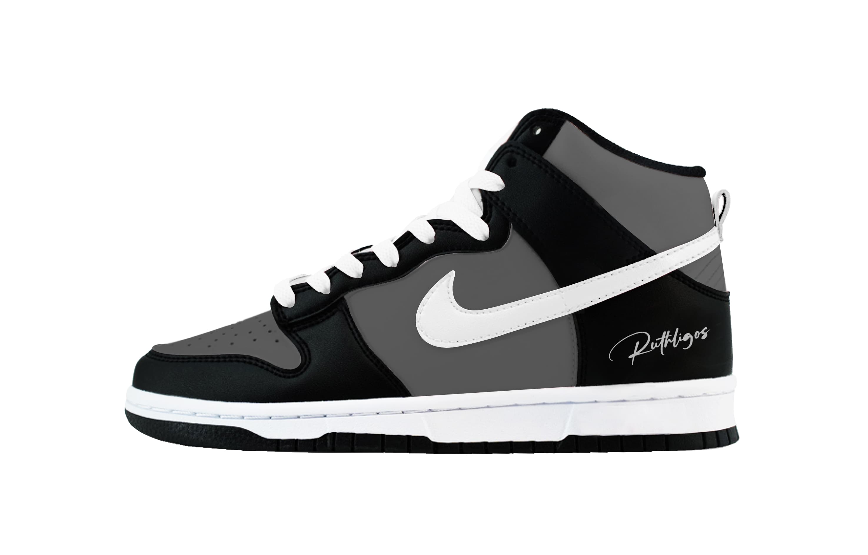Custom Sneakers Nike Dunk 'Cool Black Shadow' Darth Vader Graffiti Classic Powder Hand-Painted English Casual Versatile Trendy Fashion Wear-Resistant High-Top Skate Shoes Women's Black Grey