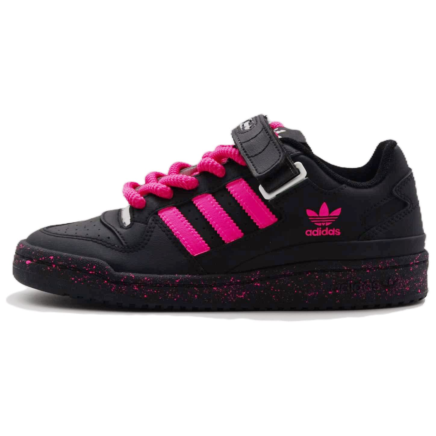Adidas Originals FORUM Wear-Resistant Low-Top Skateboard Shoes Unisex Black Pink