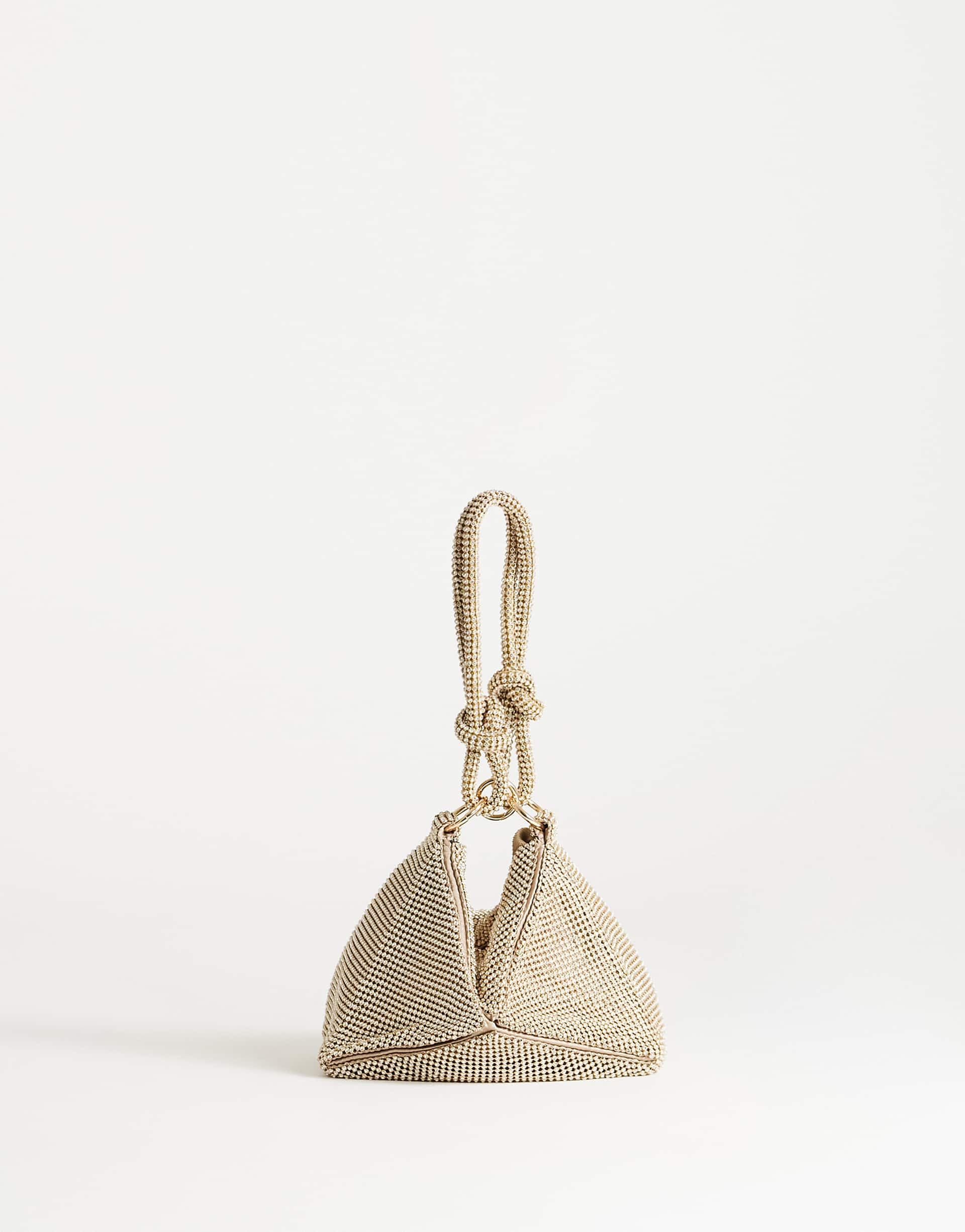 Topshop Jax embellished asymmetric grab bag in gold