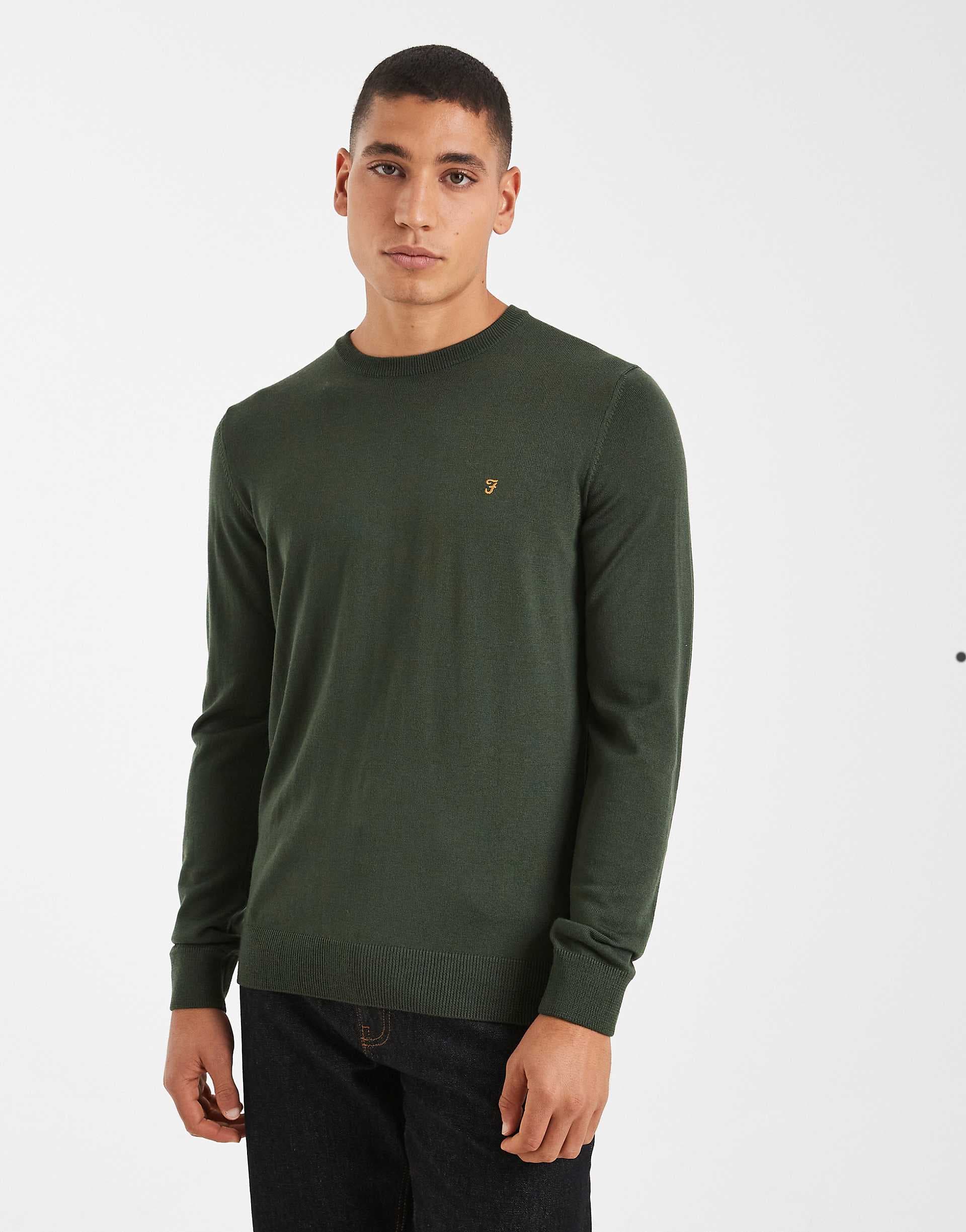 Farah mullen merino wool sweater in dark green