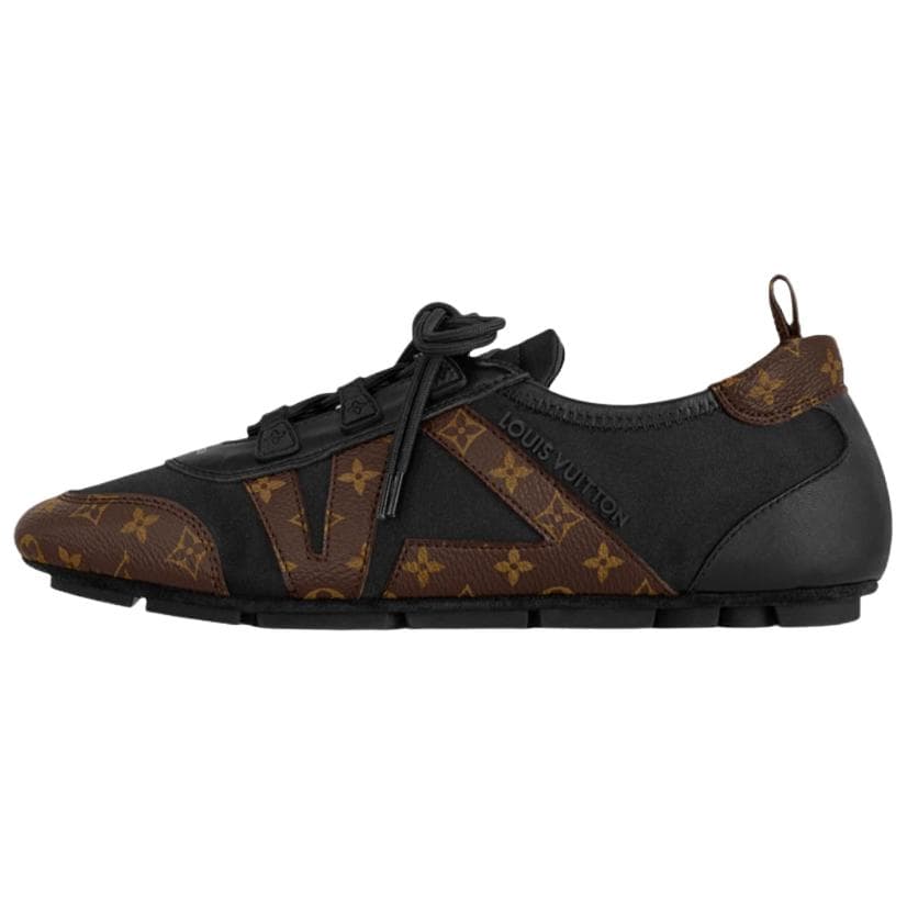 LOUIS VUITTON Sneakerina Trainer Ballet Style Round Toe Lace-Up Thin Sole Low-Top Casual Shoes Women's Brown