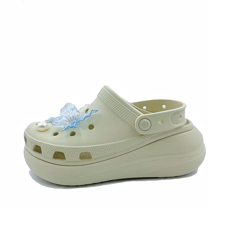 Custom Shoes: Crocs Crush Clog 'Cheese Butterfly' Beach Casual Travel Niche Cute EVA Clogs Unisex White
