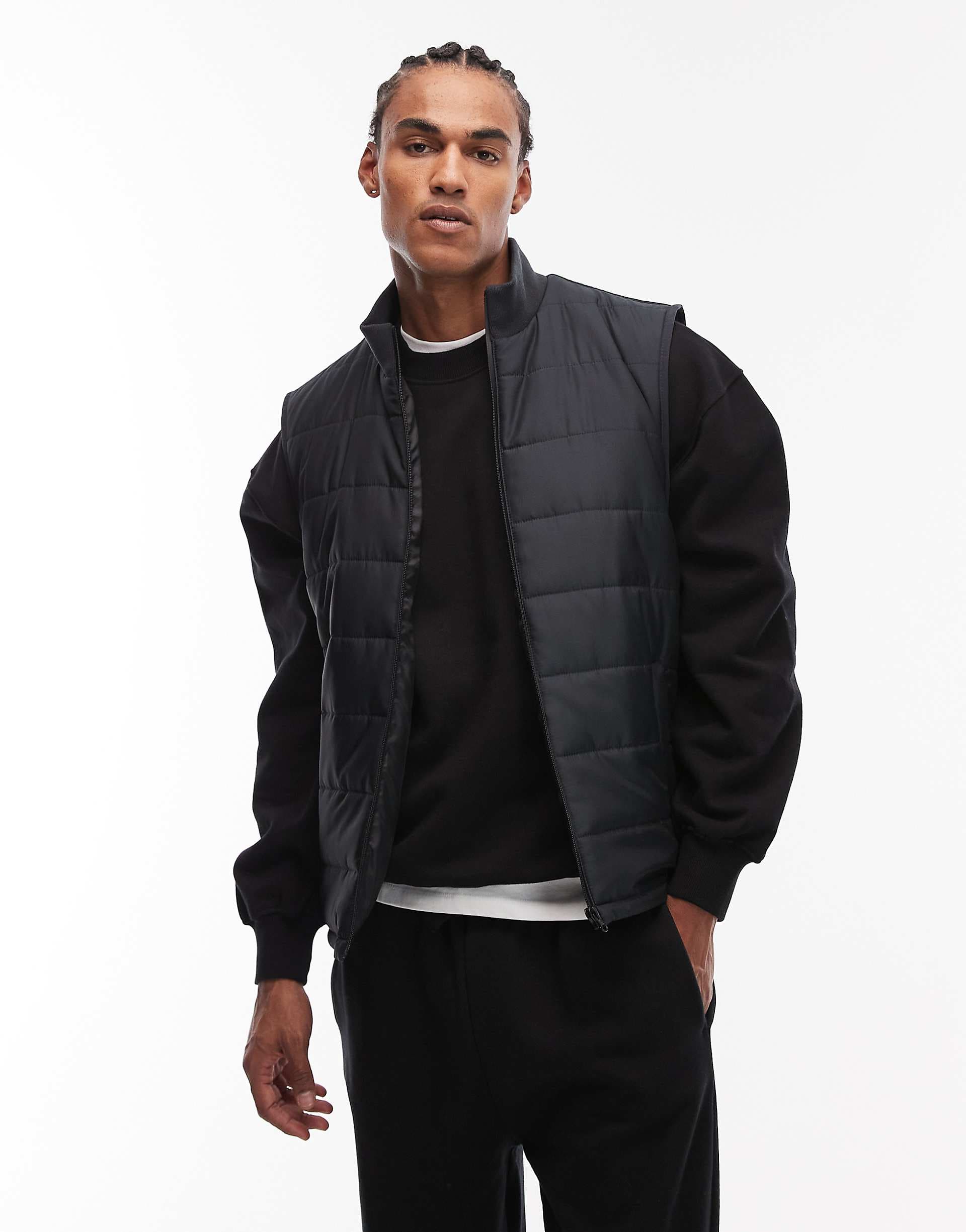 ASOS DESIGN peakMAX™ quilted vest in black