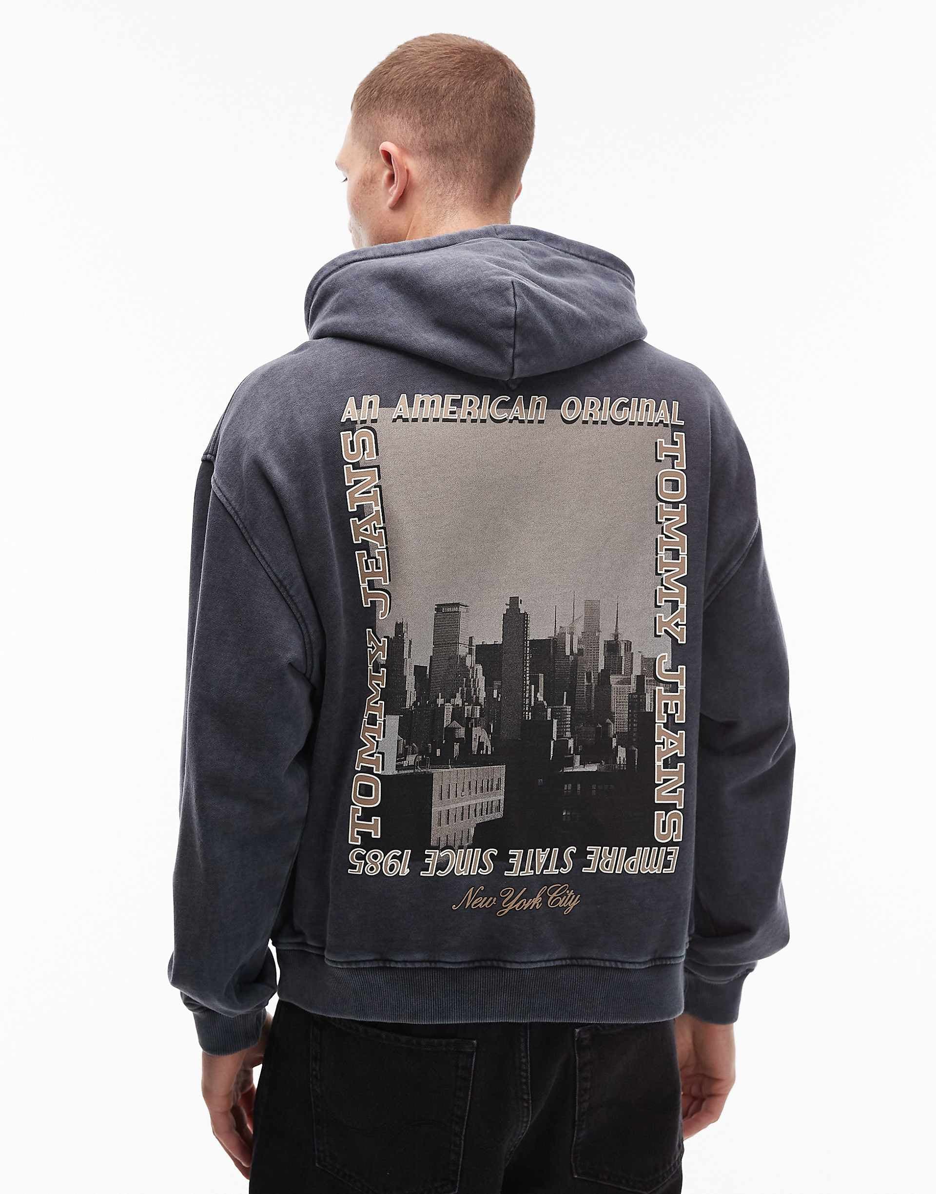 Tommy Jeans photo back print hoodie in washed black
