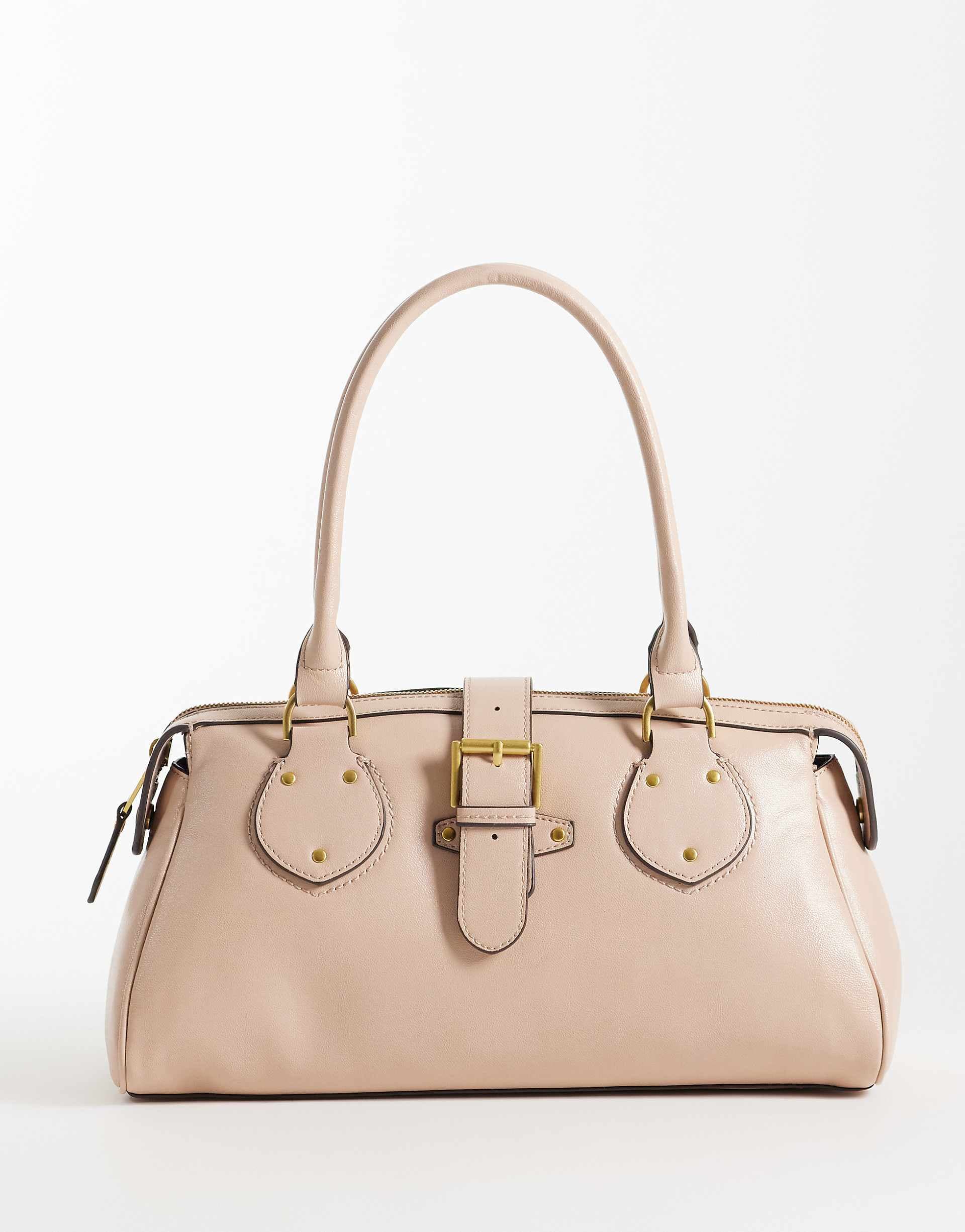 Mango buckle detail shoulder bag in beige