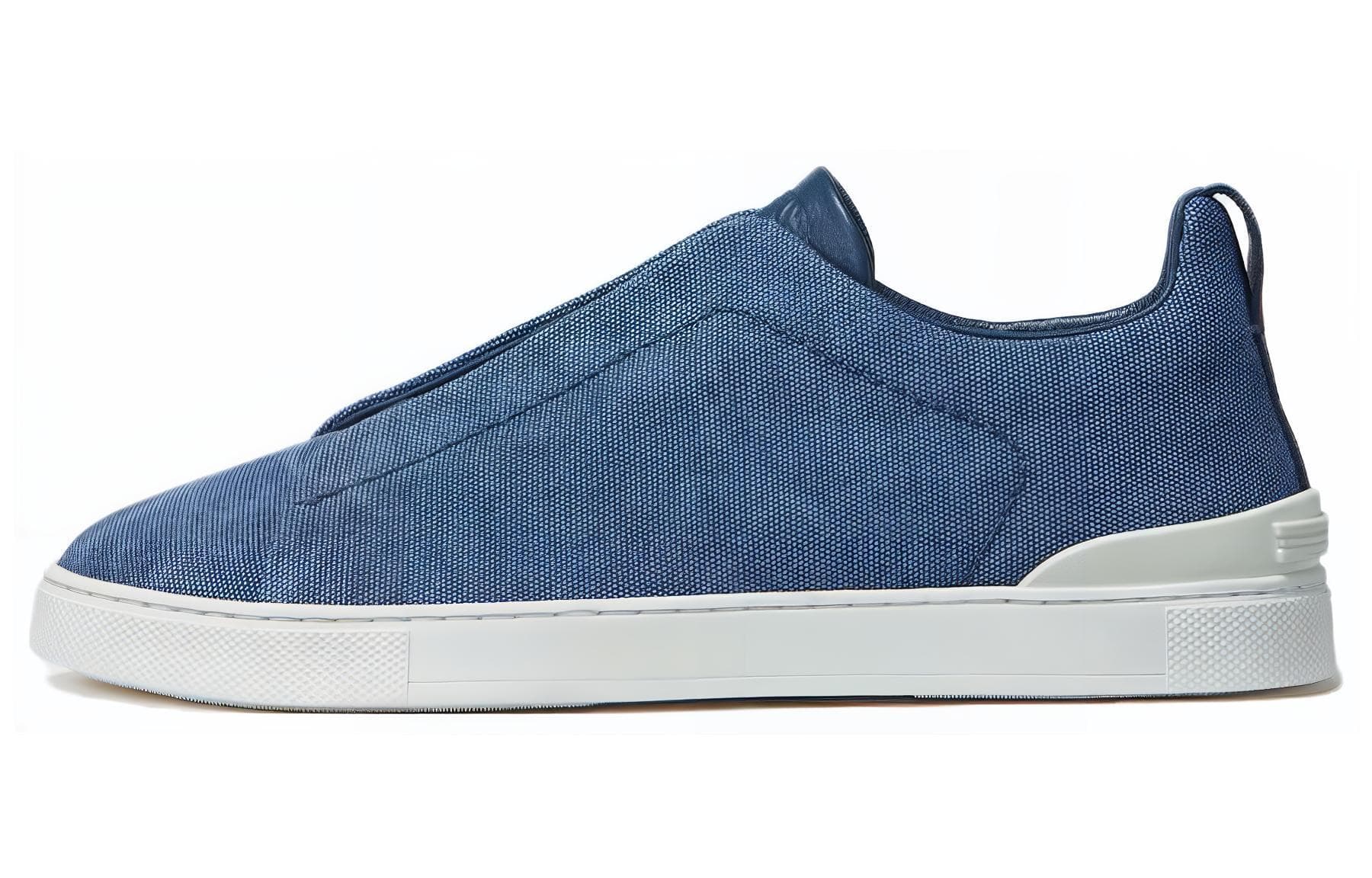 Zegna Triple Stitch Round Toe Slip-On Low-Top Sneakers Men's Blue
