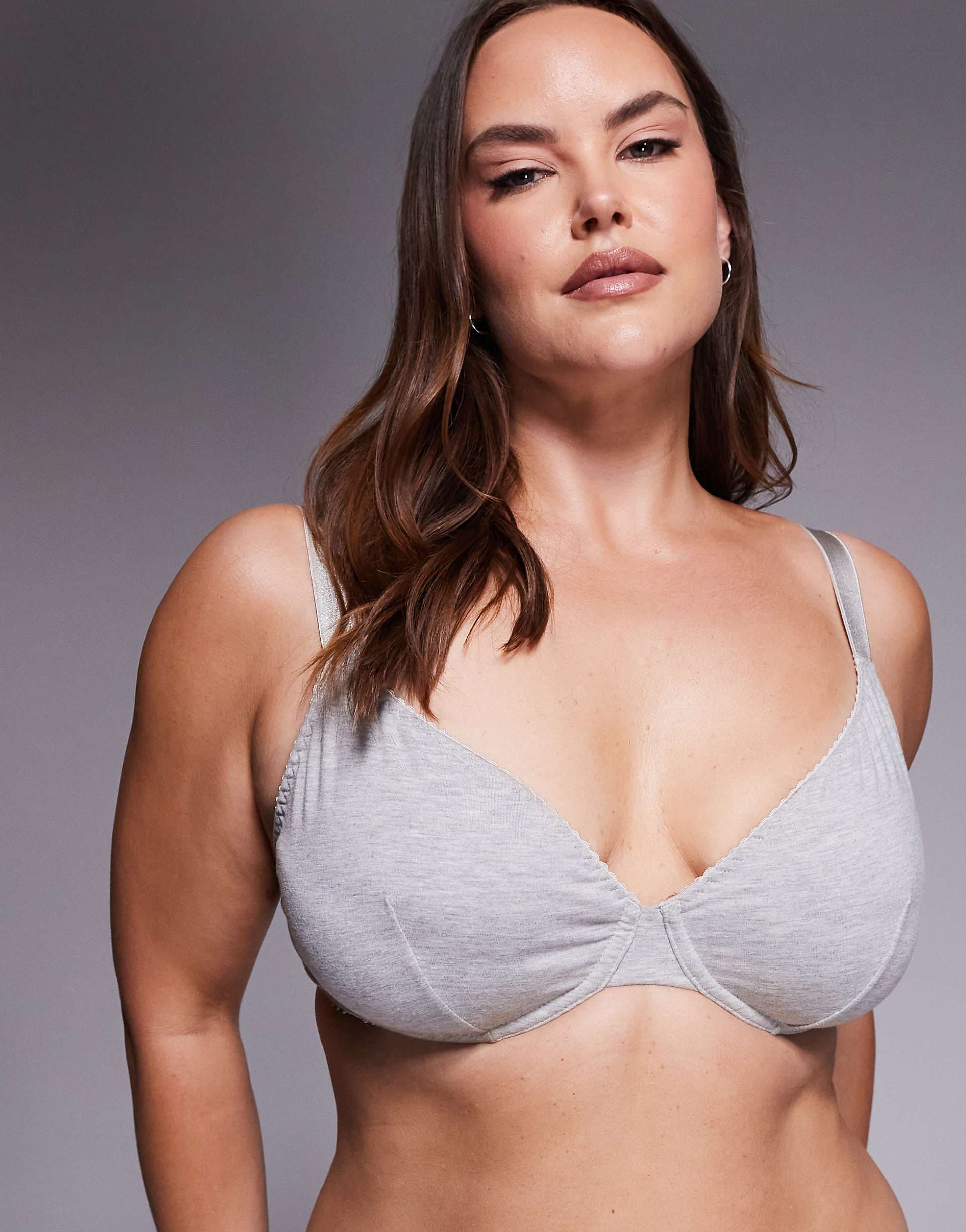 ASOS DESIGN Curve Mila underwire bra in gray heather