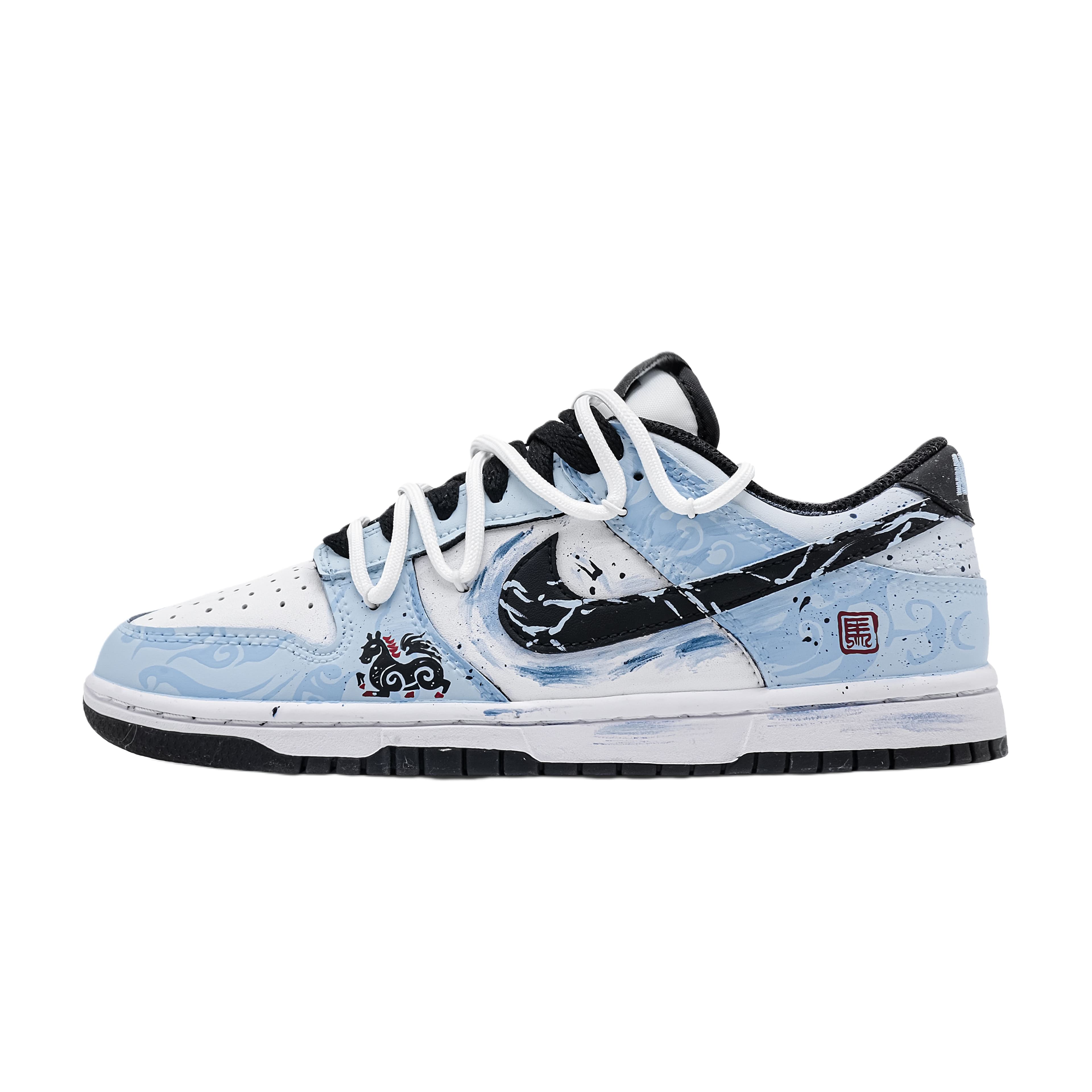 Nike Dunk Custom 'Qing Mo Yu Ma' Year of the Horse Limited Edition Couple Chinese Style Versatile Artistic Retro Trendy Cushioned Wear-Resistant Low-Top Sneakers Women's Blue 2025