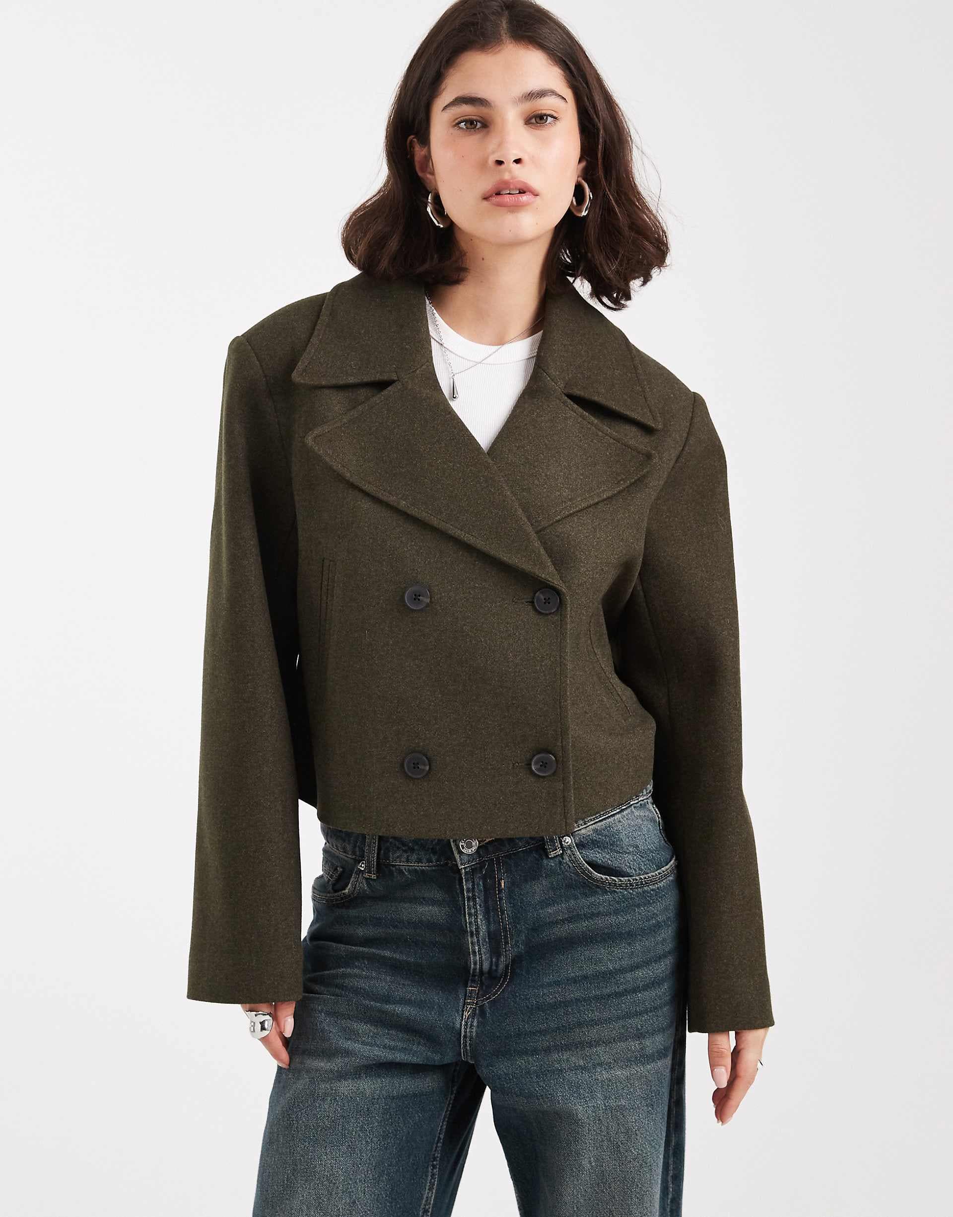 ASOS DESIGN short formal trench coat in khaki